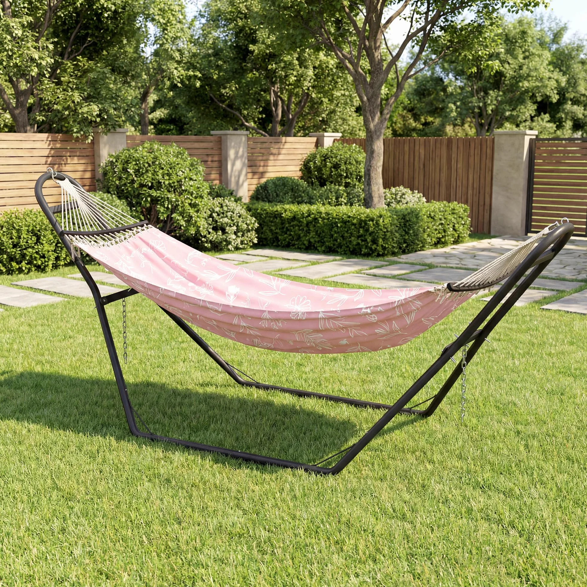 Outsunny Support de Hamac pour 2-3 Personnes, Cadre en Acier Portable et Réglable, Résistant aux Intempéries, Capacité 150 kg, Noir