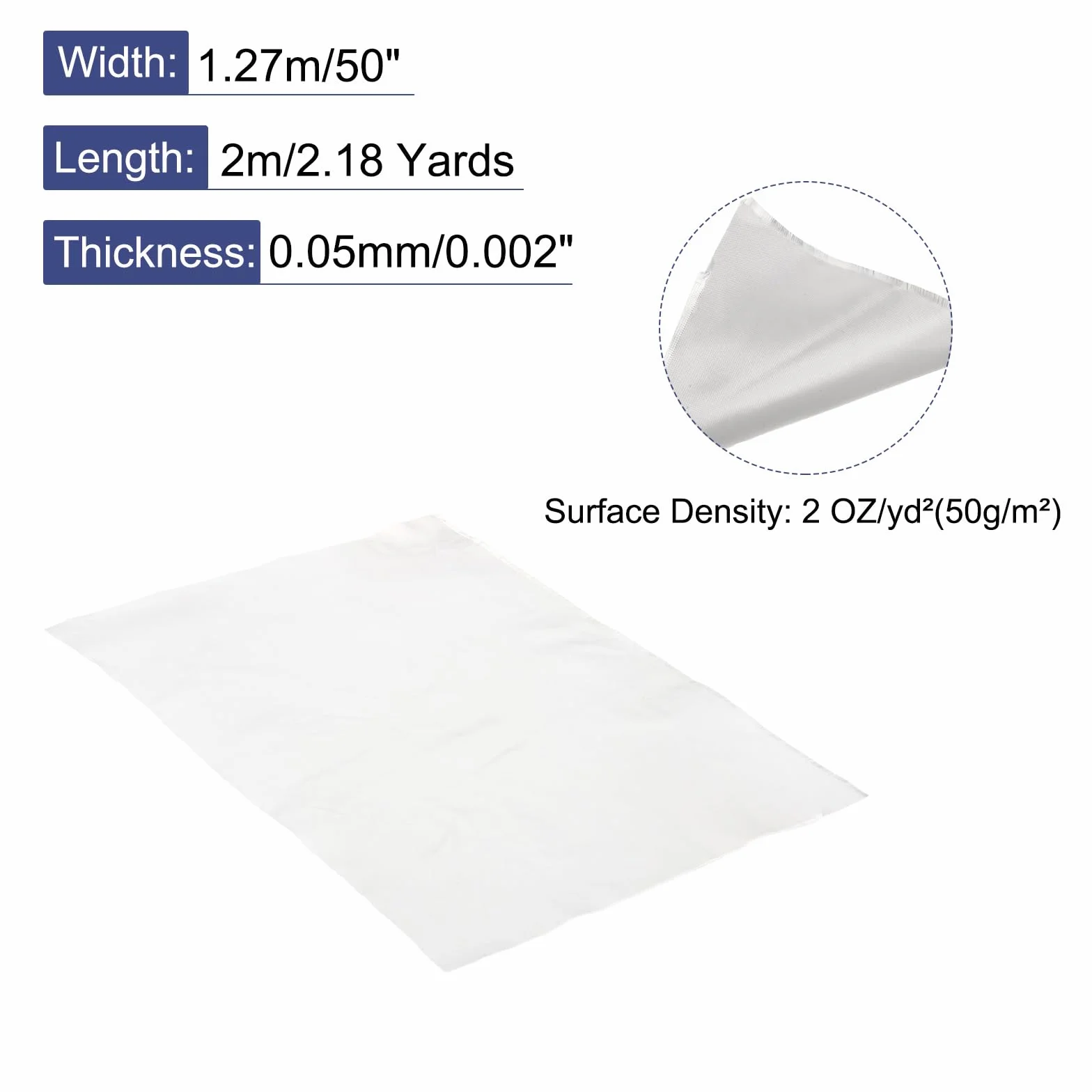 Tissu Fibre Verre 2 Oz 50g 2M x 1,27M x 0,05mm Tissage Sergé pour Réparation Bateaux Avions Rc Planches Surf