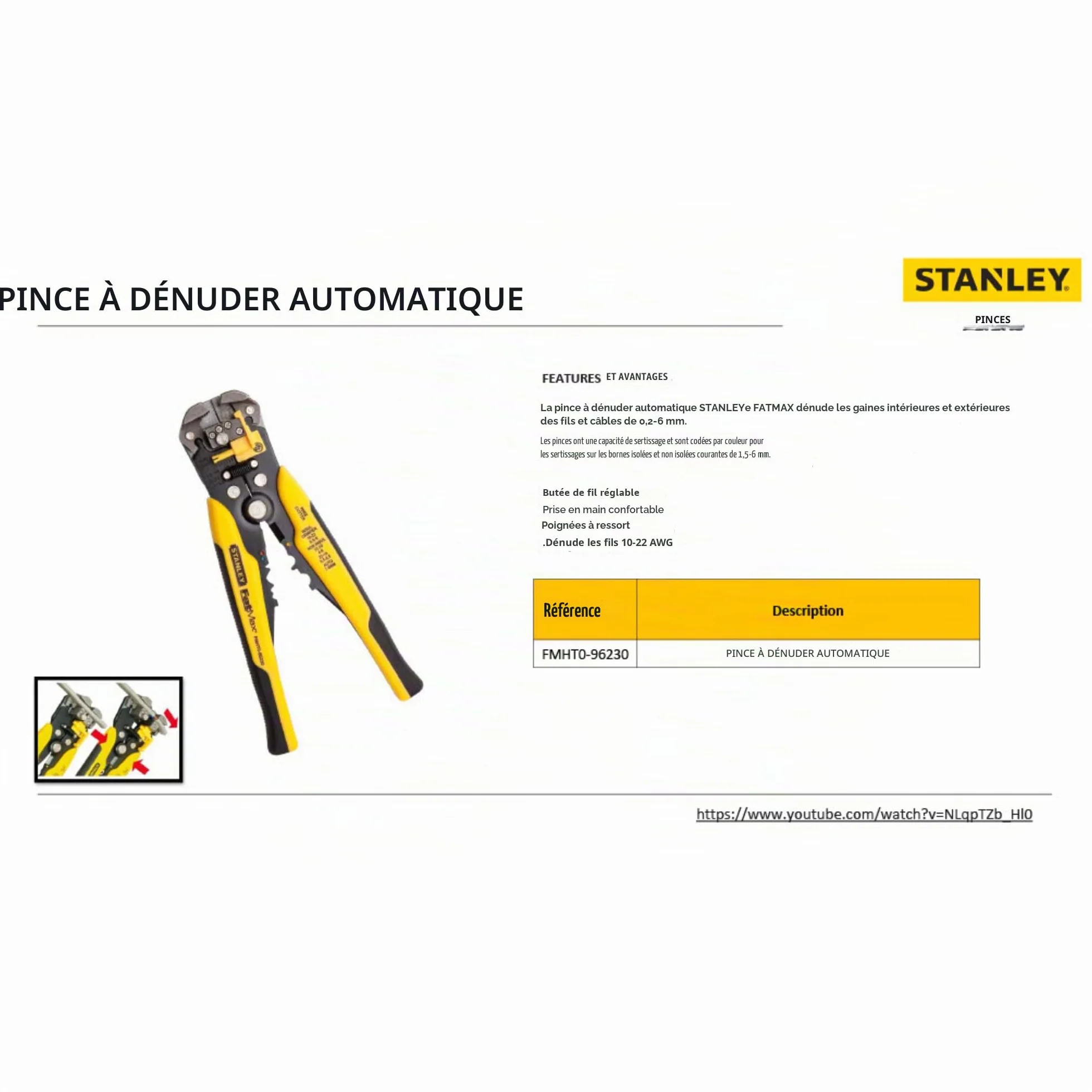 STANLEY FATMAX Pince À Dénuder Automatique 20,3 cm 0,2-6mm²