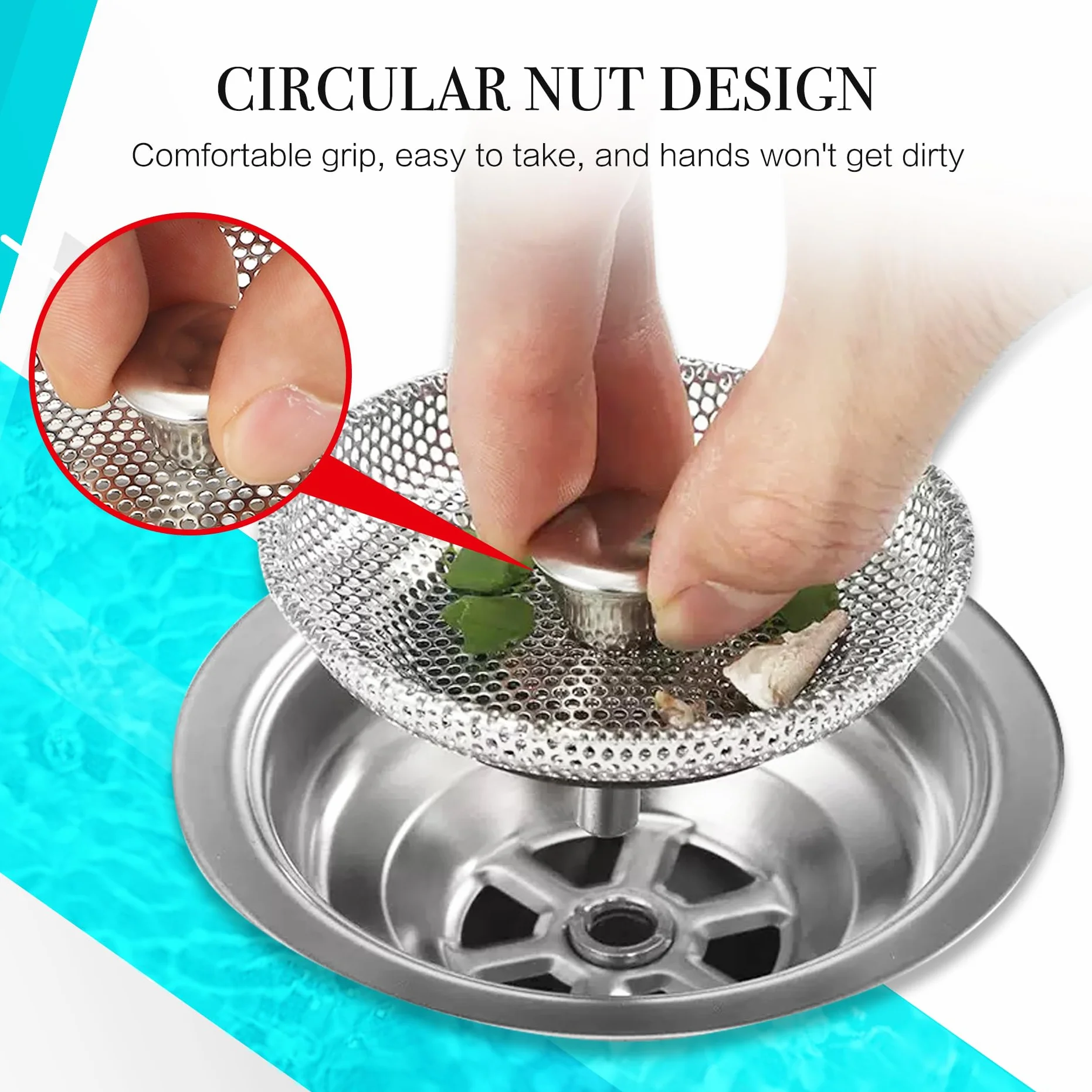 Filtre Evier Cuisine Acier Inoxydable Bouchon Panier Crépine Vidange Diamètre 8cm