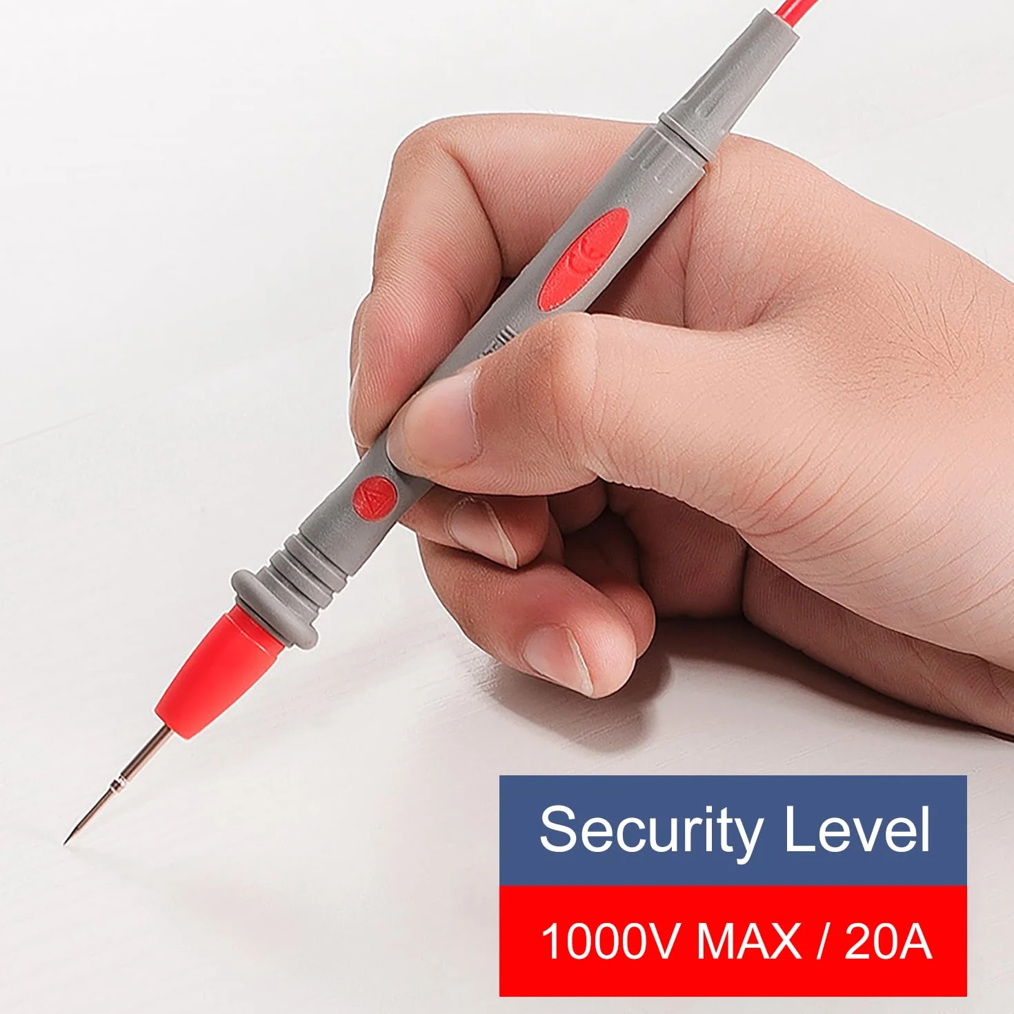 Multimètre 1000V 20A, Kit de Pointes de Mesure, Cordon Silicone 1m, Double Isolation