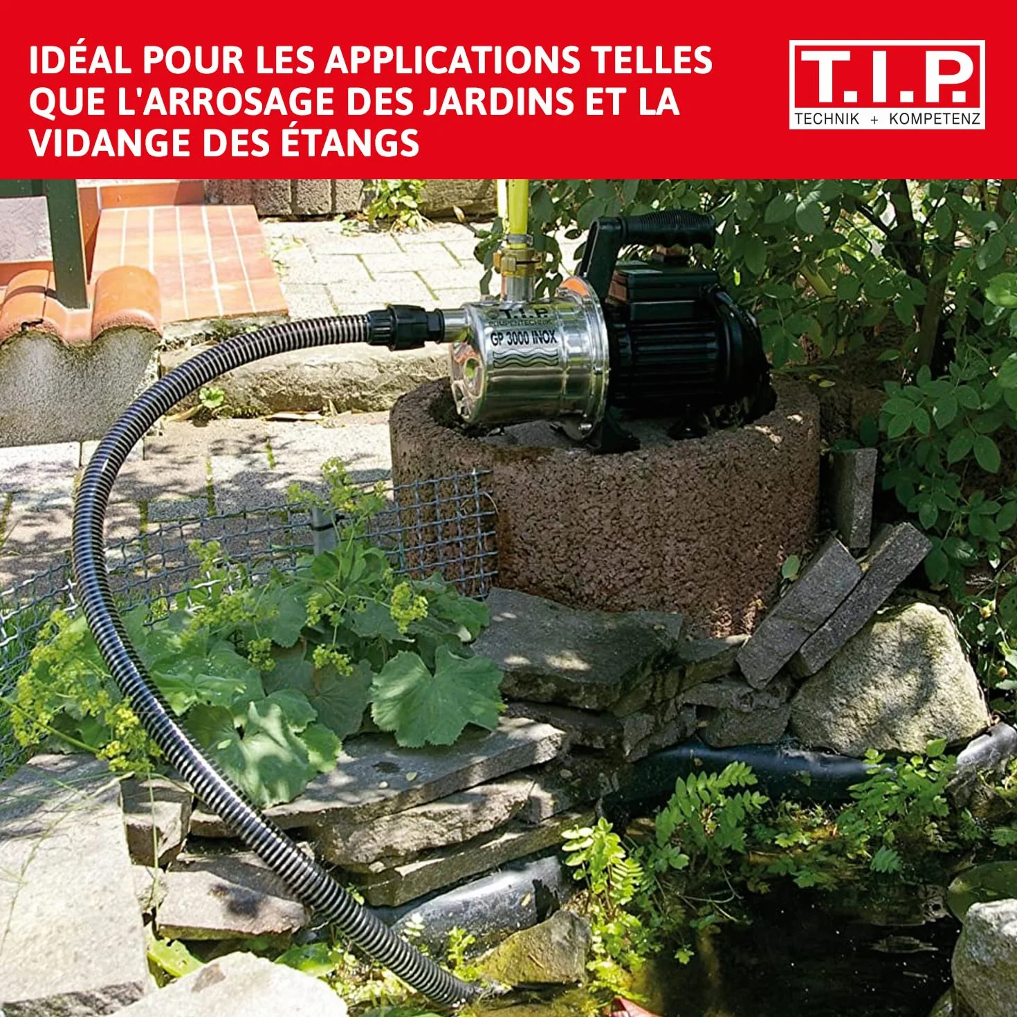 Pompe de Jardin Auto-amorçante Acier Inoxydable 1200W 4400 L/h T.i.p. Clean Jet 1300 Plus Kit Complet