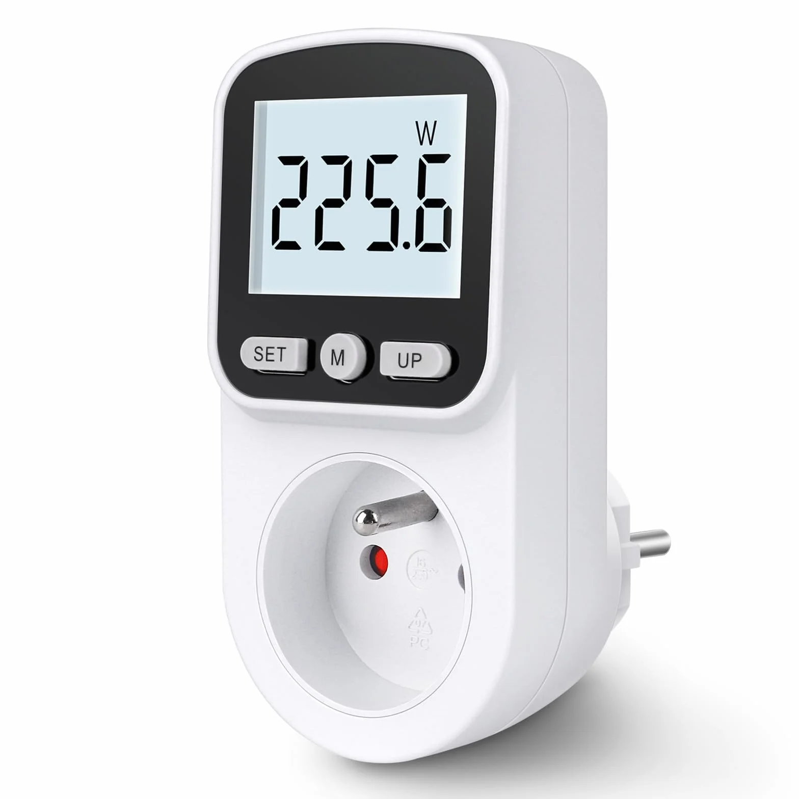 Wattmètre Prise Consommation Electrique, Compteur d'Énergie LCD 3680W Protection Surcharge