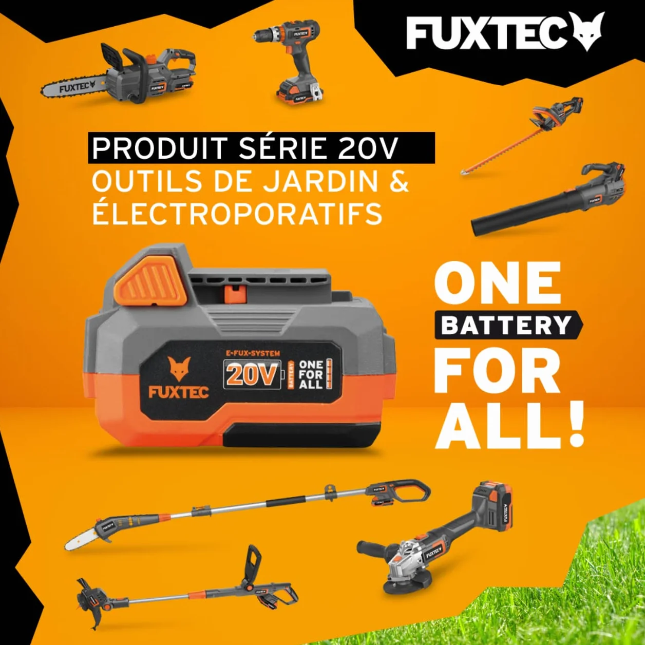 FUXTEC FX-E1RM20-33 cm Tondeuse à Gazon à Batterie 40V (2X20V) Set avec 2 Batteries 2Ah et Double Chargeur 2,4A