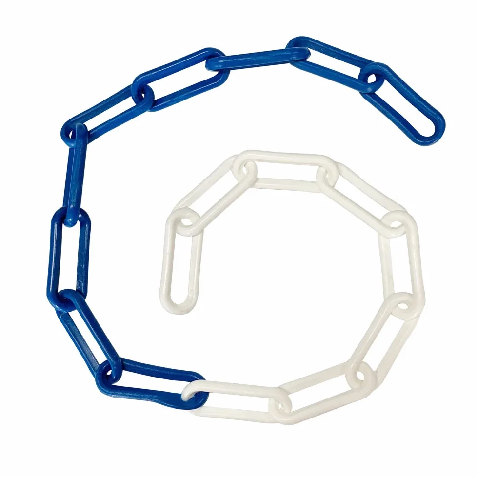 Chaîne plastique de délimitation et signalisation 25 m 8 mm bleu blanc
