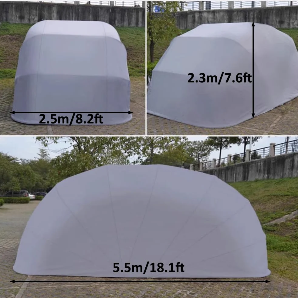 Carport Abri Voiture, Garage Pliant Mobile Semi - Automatique, Folding Mobile Voiture Exterieur, Verrouillable, Durable, Tente De Auvent D'auto (Gris 5.5 x 2.5 x 2.3 m)