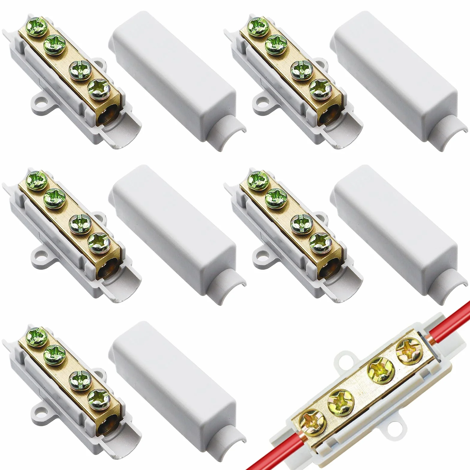 Connecteur de Fil Bornier à Vis 2.5mm-16mm Laiton 1000V 100A 5 Pièces