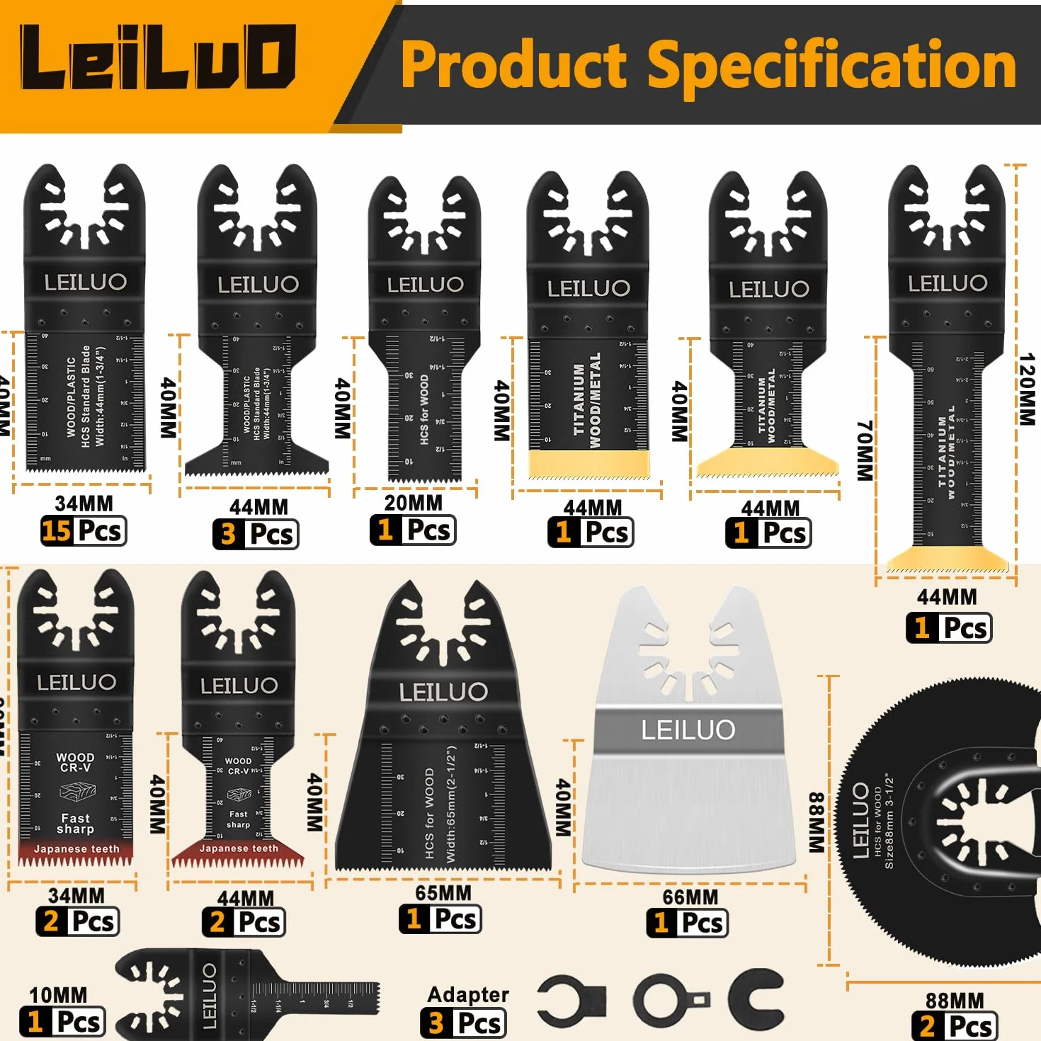 LEILUO Lot 34 Accessoires Oscillants Outils Multifonctions Compatible DeWalt Makita Dremel Sac Rangement