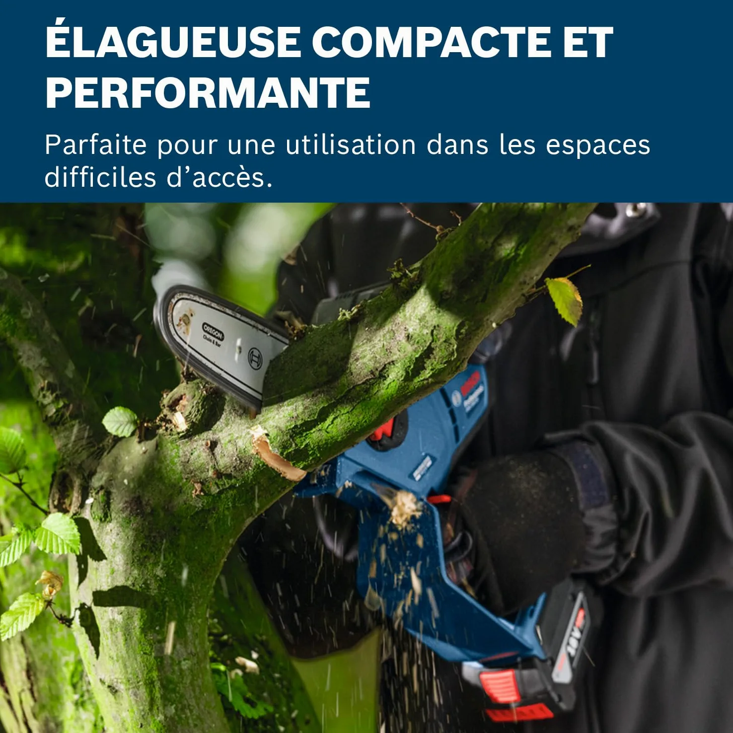 Bosch Professional 18V System Élagueuse GKE 18V-20 (jusqu'à 350 coupes par charge, coupe jusqu'à 18 cm, moteur sans charbons, fourreau de 20 cm, sans batterie)