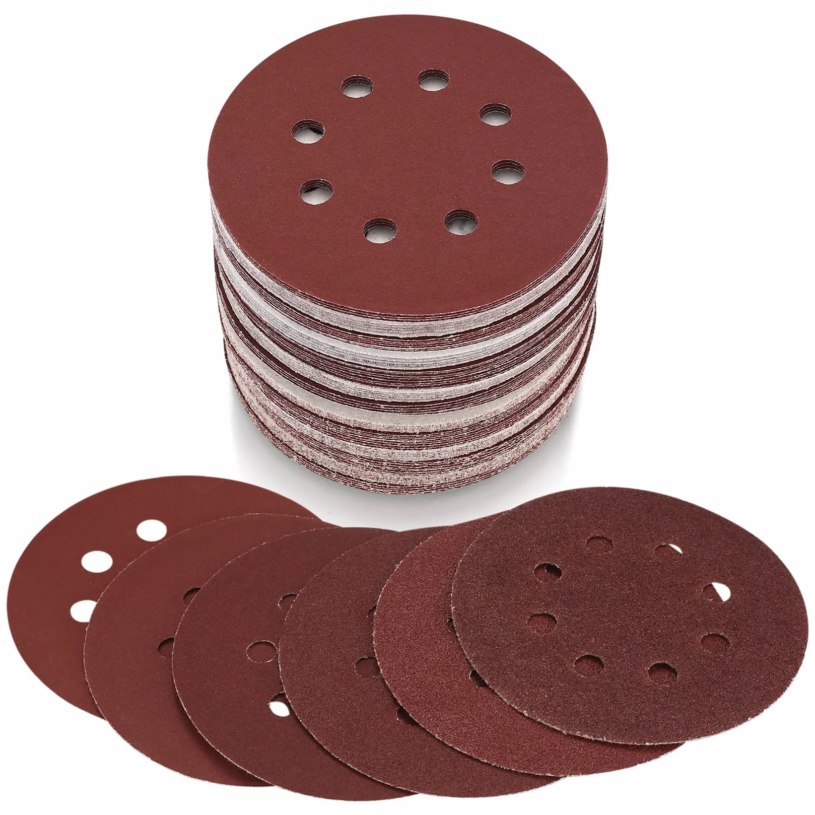 Disques Abrasifs 125 mm 5 Pouces Grain 80 8 Trous Papier Abrasif pour Ponceuse Orbitale