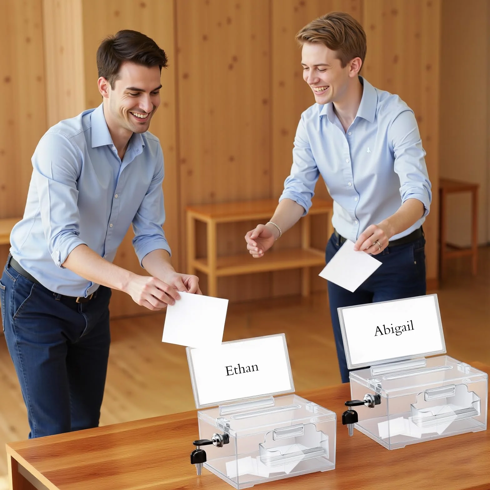 Boîte de Dons en Acrylique avec Serrure et Clé, Urne Transparente Tirelire pour Collecter des Avis et Votes