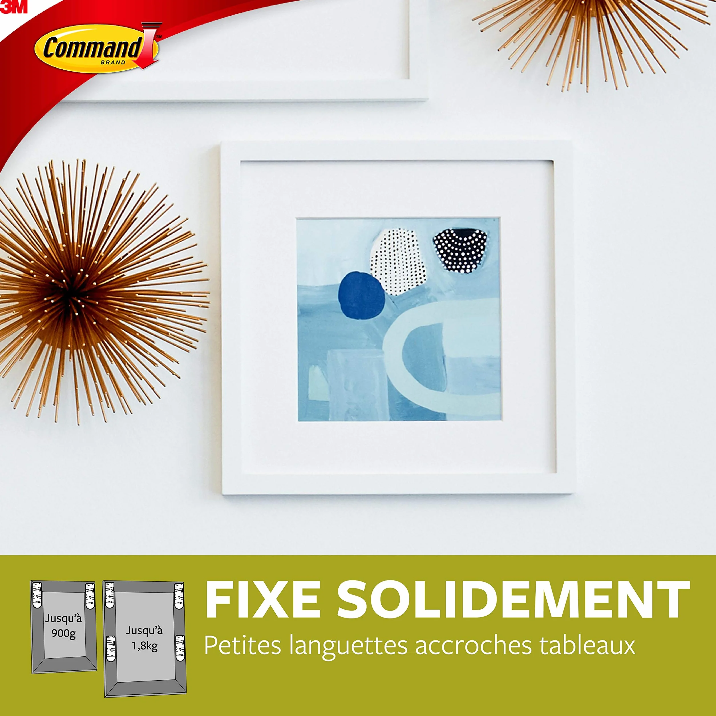 Command Bandes Adhésives Blanches pour Suspension sans Dommage, Lot de 4 - Petites Photos, Posters, Cadres et Miroirs
