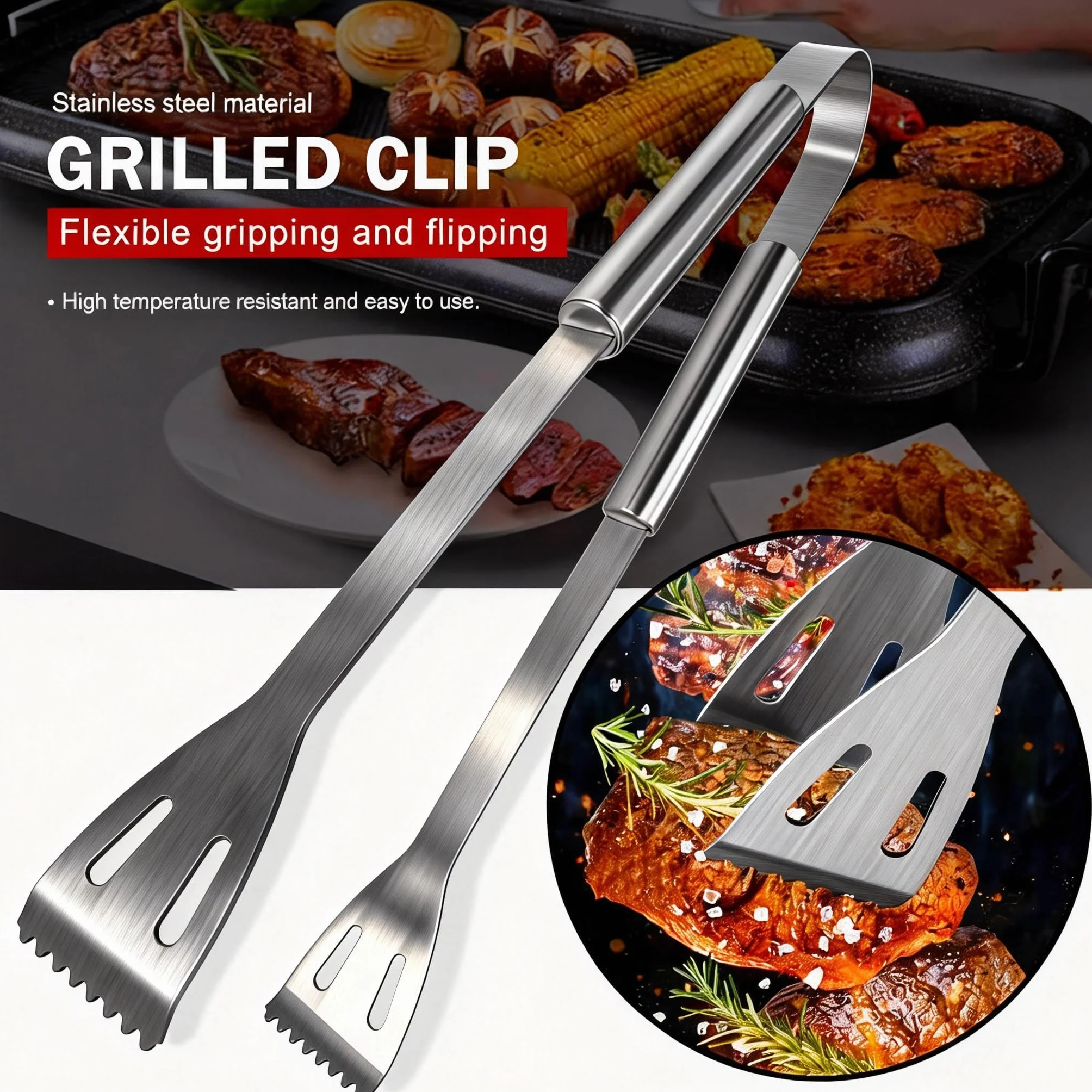 Set d'Ustensiles Barbecue 5 Pièces INOX avec Étui - Accessoires de Gril Professionnels