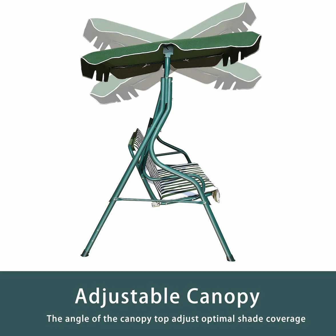 Costway Balancelle de Jardin 3 Places Toit Imperméable 240 KG 170 x 110 x 153 CM Vert