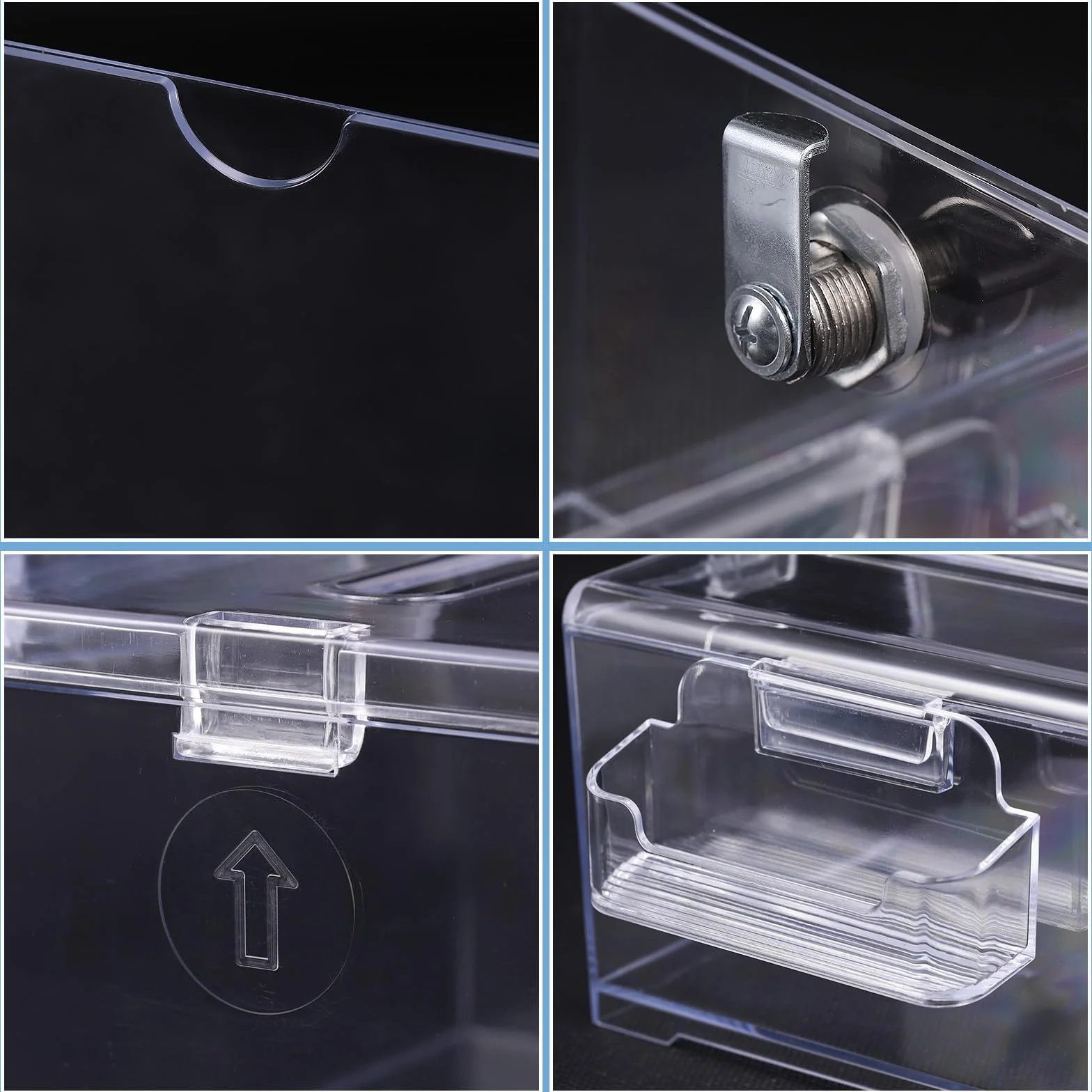 Boîte de Dons en Acrylique avec Serrure et Clé, Urne Transparente Tirelire pour Collecter des Avis et Votes