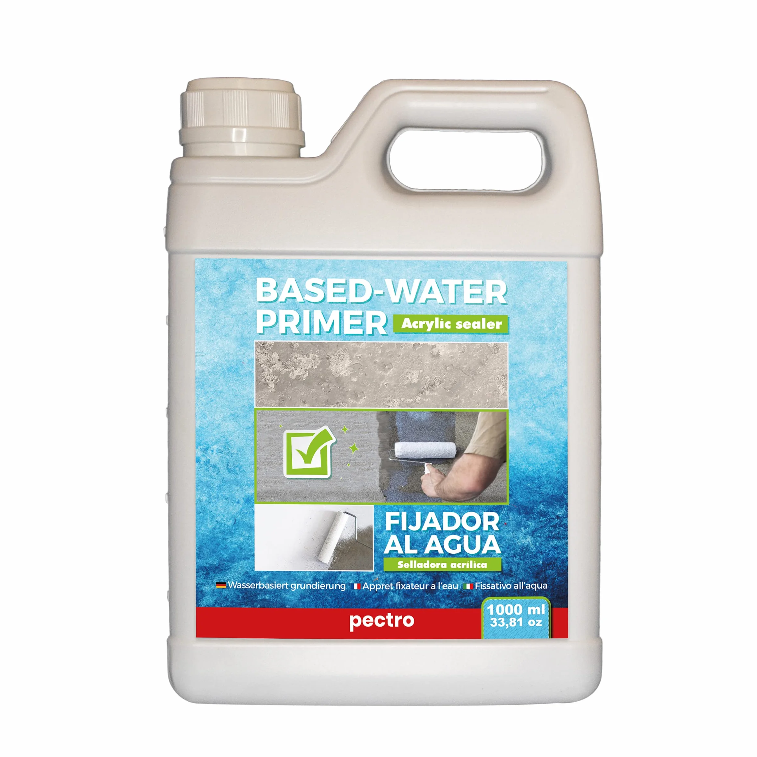 PECTRO Primaire d'accrochage peinture murs 1000ml - Apprêt fixateur à l'eau