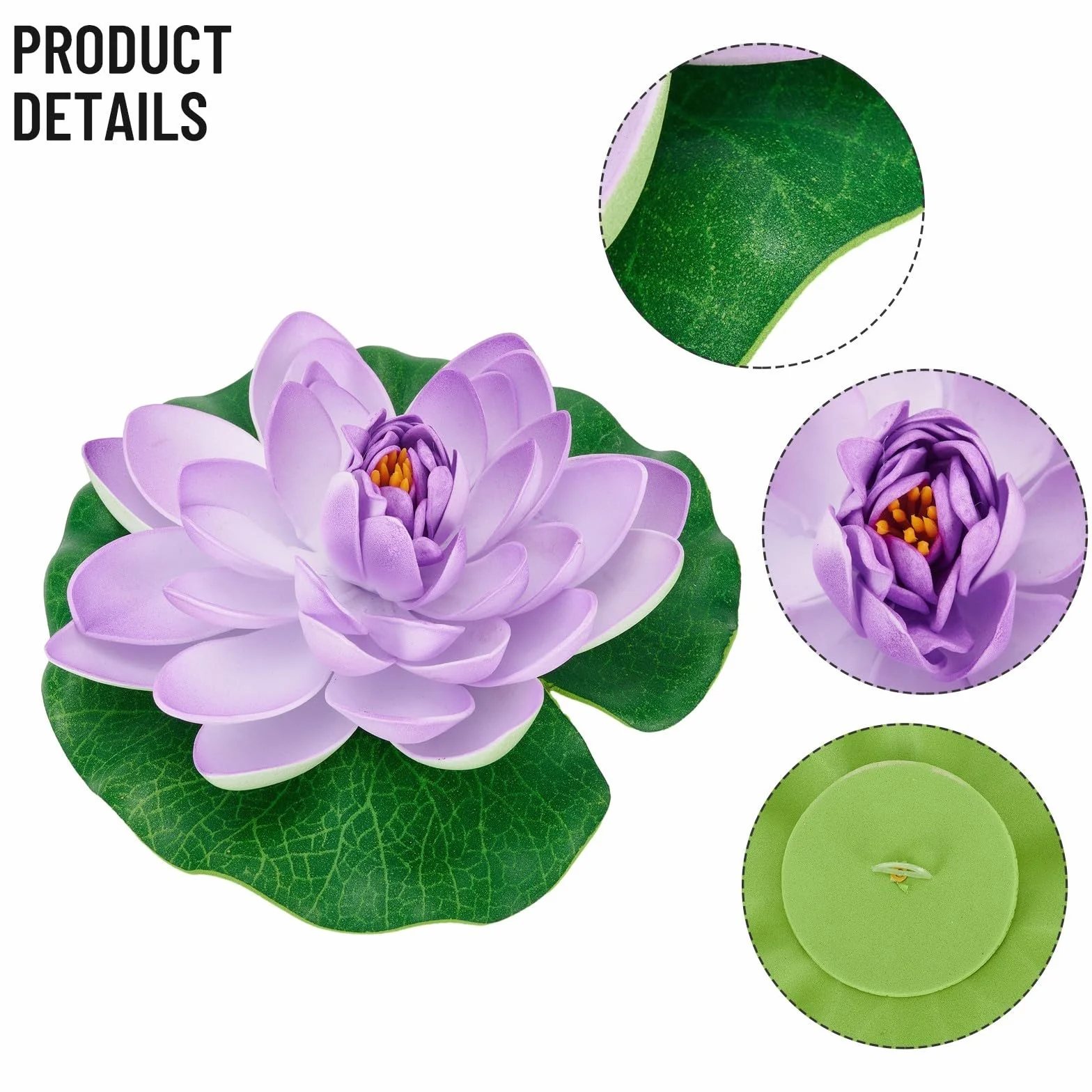 Fleur de lotus flottante artificielle de 17,8 cm - Grand nénuphar pour tampons, étang, piscine, décoration de jardin, aquarium, maison, mariage - 1 pièce - Blanc (jaune)