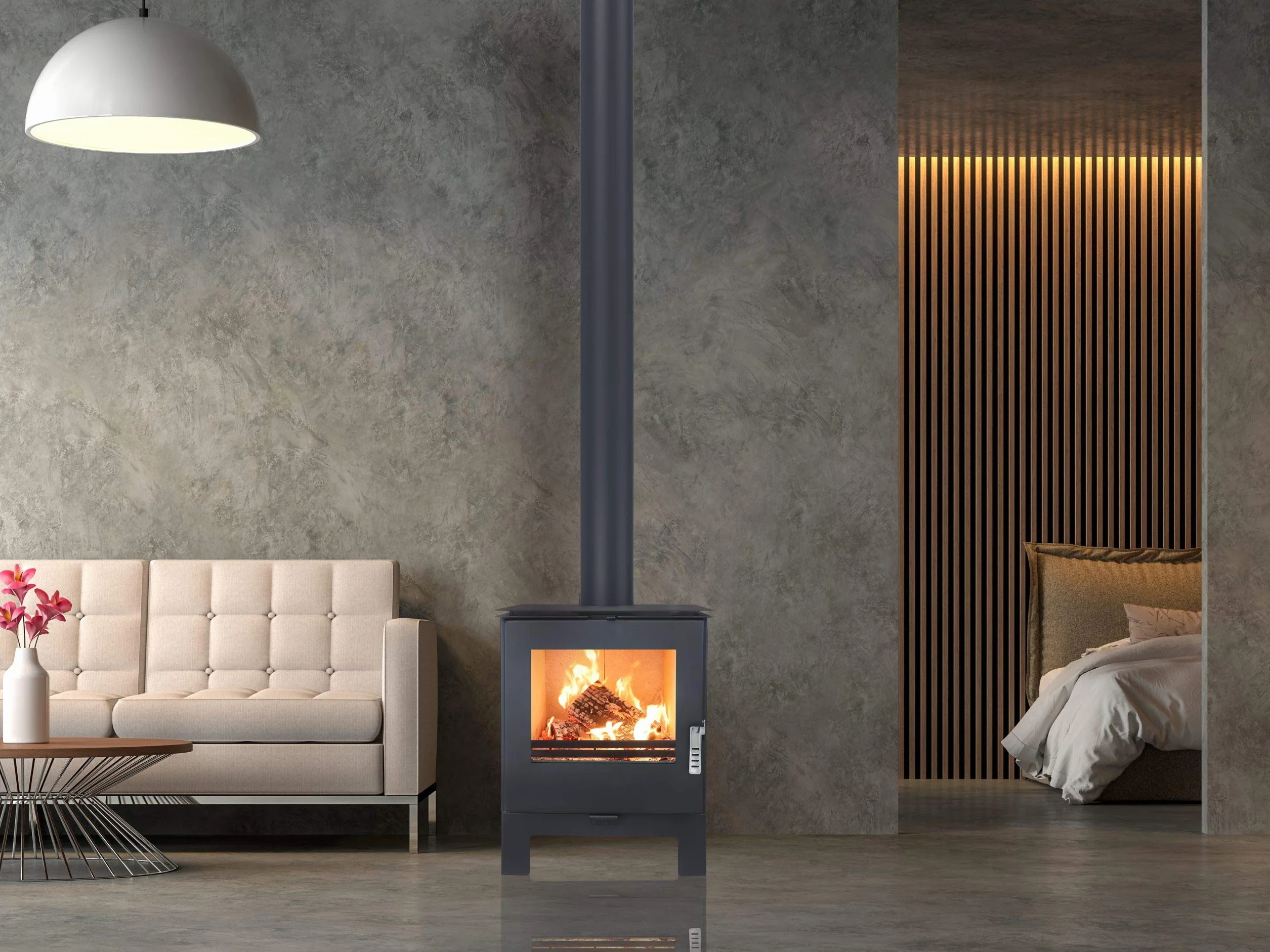 Poêle à bois Verso Kara L 7,5 kW design élégant chaleur confortable