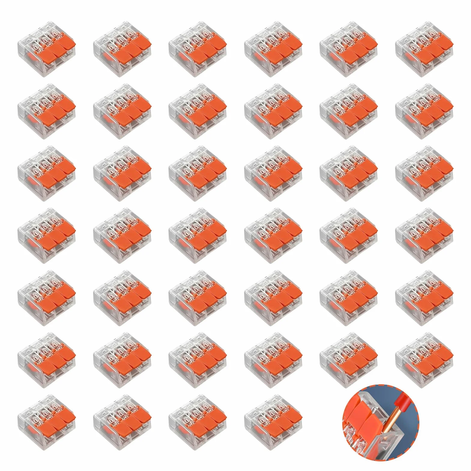 Bornes de Connexion 4.0 mm² Orange Quick Plug-in Terminals Compacts Rapide Cosses Transparent Modèle Compact