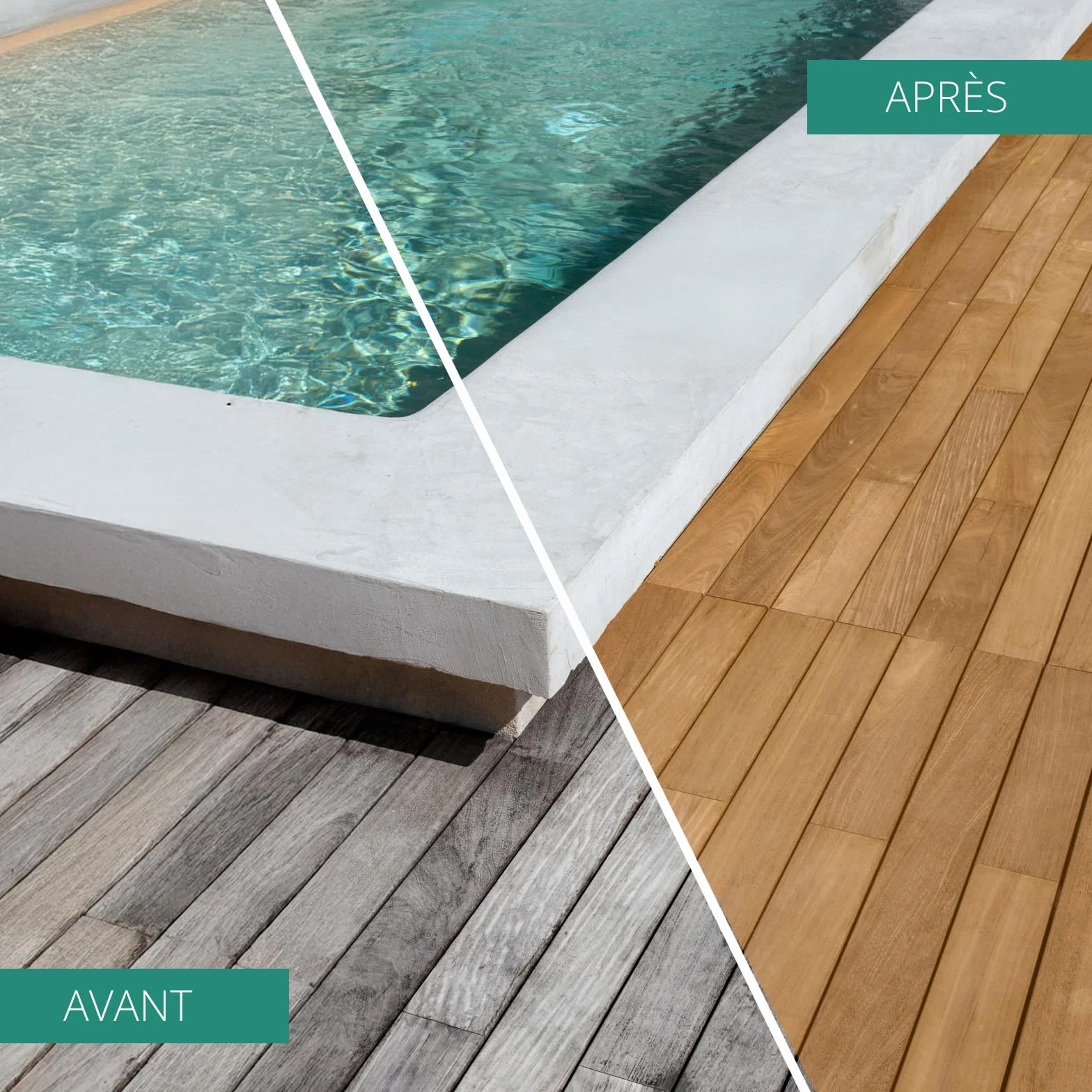 V33 Saturateur bois extérieur Naturel mat 5L - Haute résistance eau chlorée, UV et graisse - Sans essuyage et non glissant