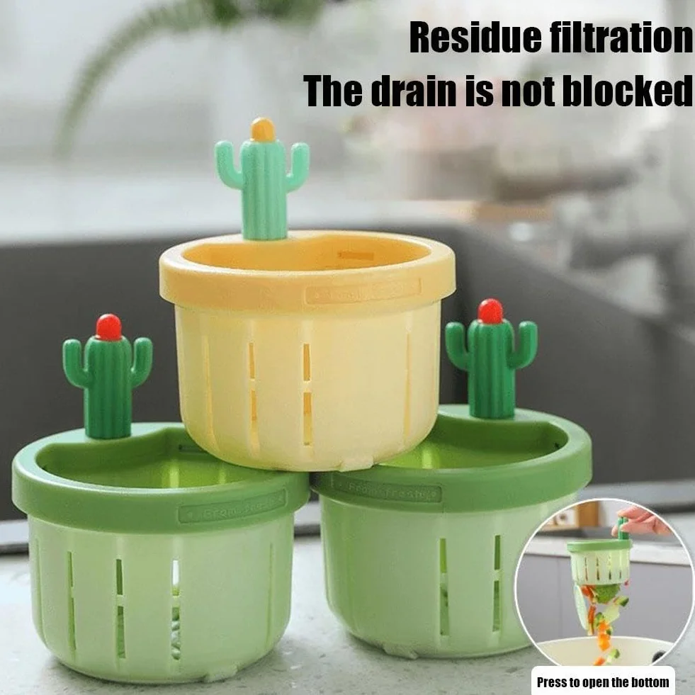Lot de 2 passoires de vidange pour évier de cuisine en forme de cactus - Panier de vidange automatique
