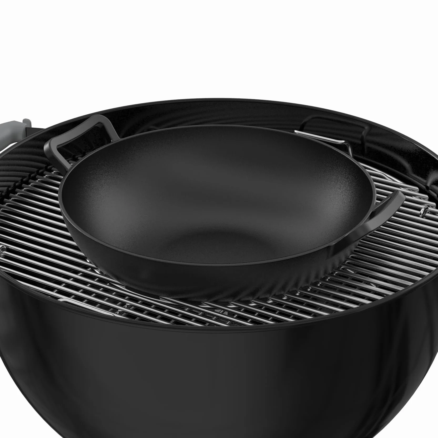 onlyfire Poêle à Wok en Fonte 36cm pour Weber Gourmet BBQ System Spirit II Genesis II GS4 Noir
