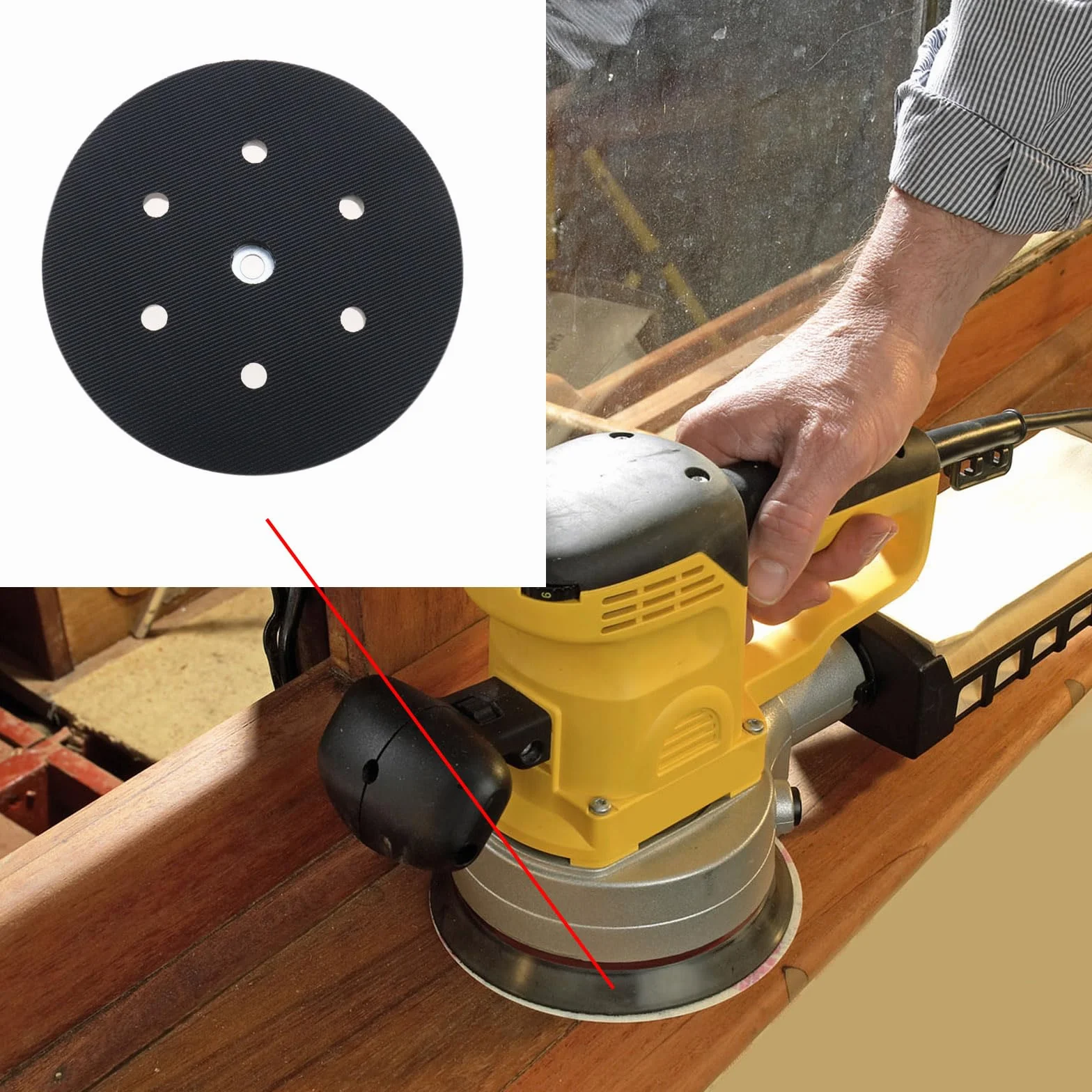 Crochet et Boucle Support Pad 150mm 6 trous Compatible avec Ponceuse DeWalt D26410 Metabo SX E 425 XL SX E 450 Duo SXE 450 TurboTec