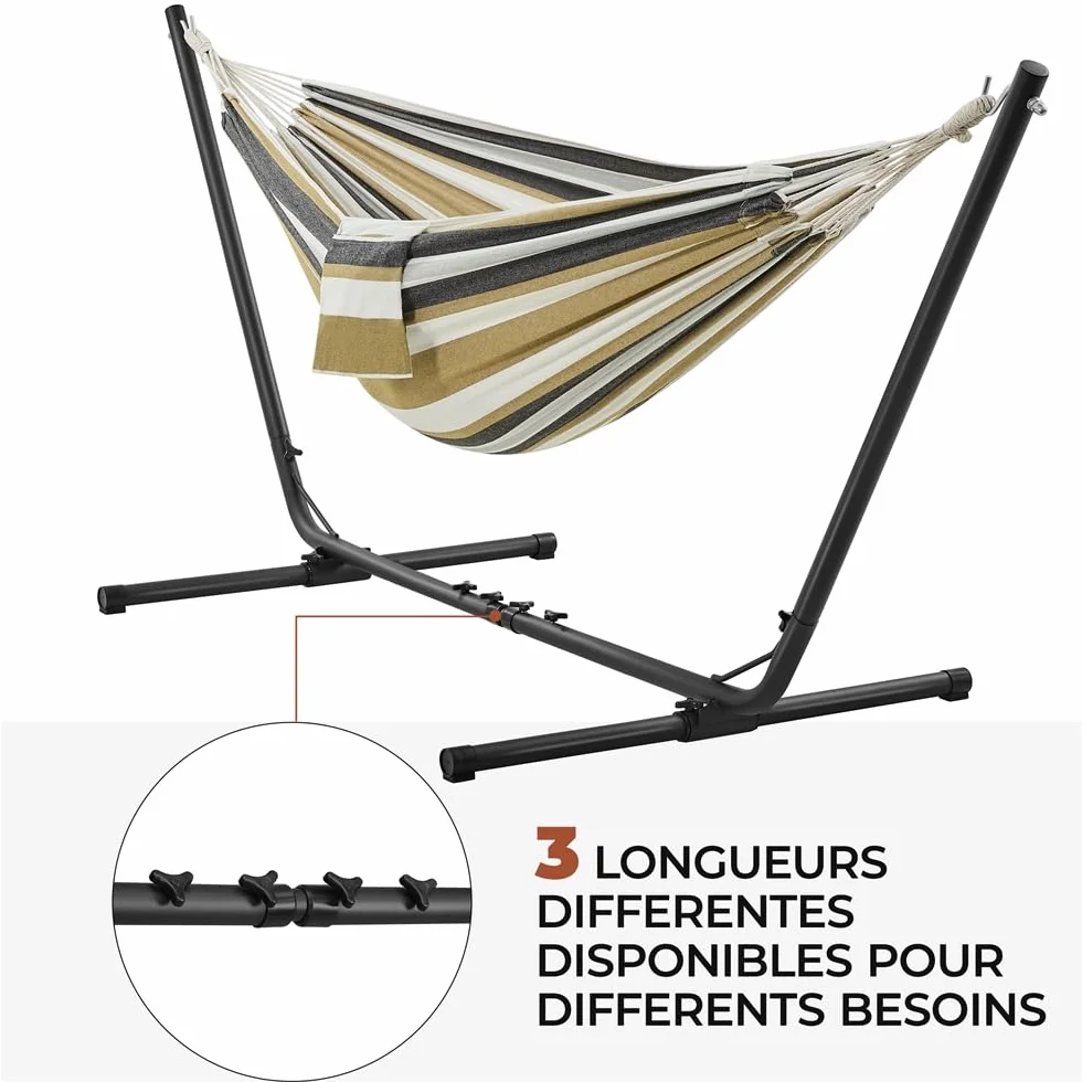 Yaheetech Hamac sur Pied 205 kg Longueur Réglable 294/304/314cm 1-2 Personnes avec Sac de Transport Jardin Camping