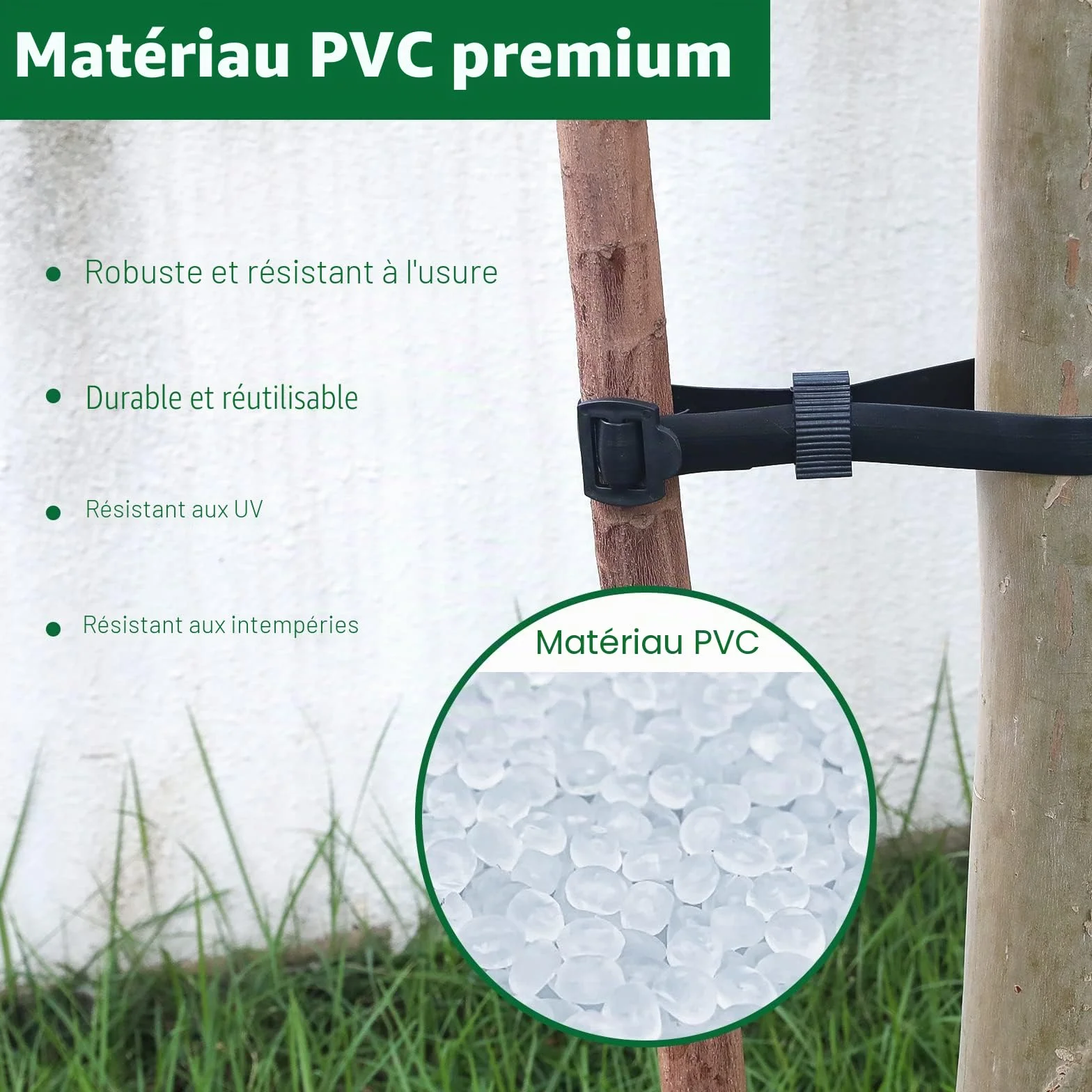 KINGLAKE 4 Pièces 60 cm Attache pour Arbre Fruitier, Attaches Tuteur Arbre Résistantes et Réglables, Lien pour Attacher avec Boucle pour la Prise en Charge Arbustes