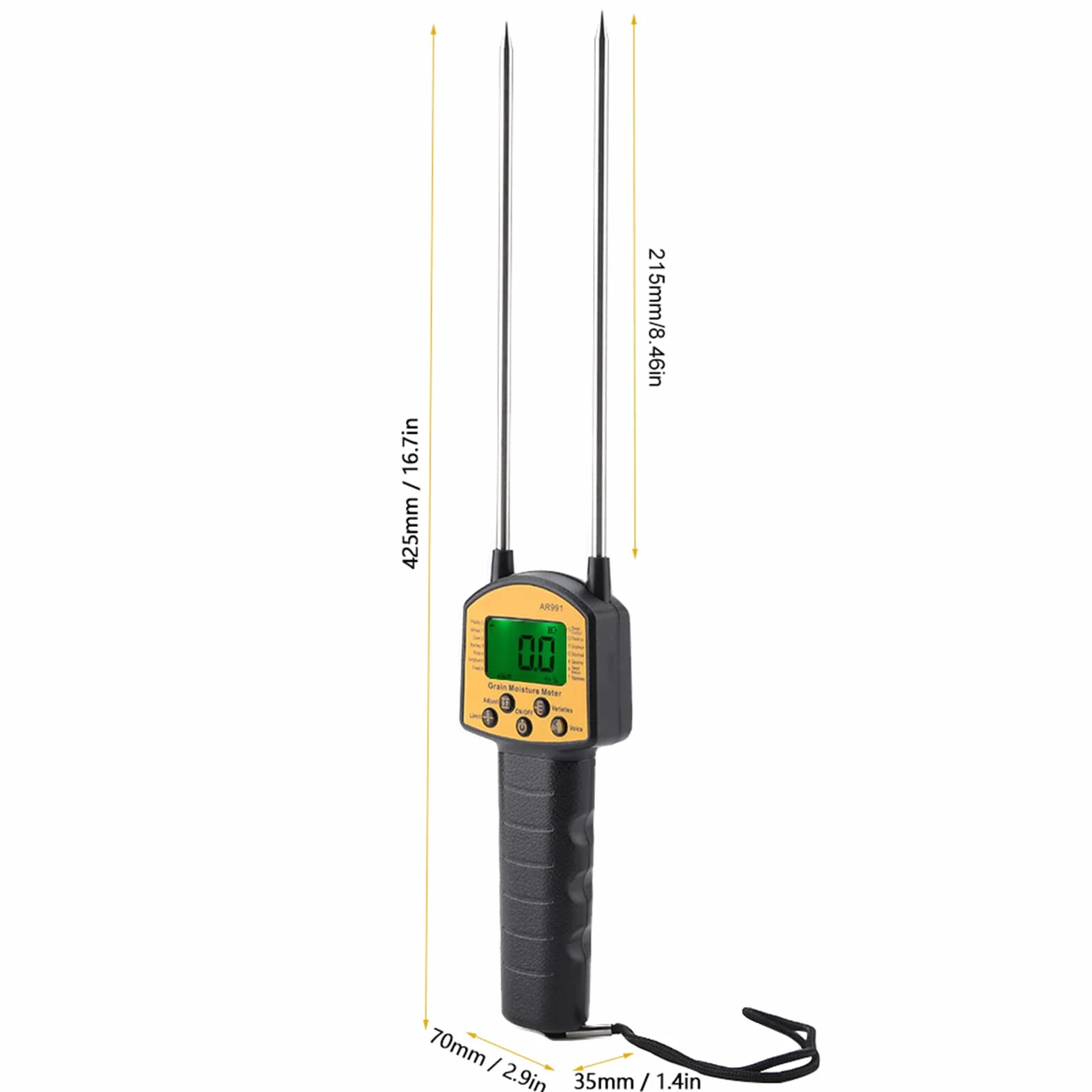 AR991 Humidimètre Numérique LCD pour Grain, Testeur d'Humidité Portable, Analyseur de Teneur en Eau avec Sonde