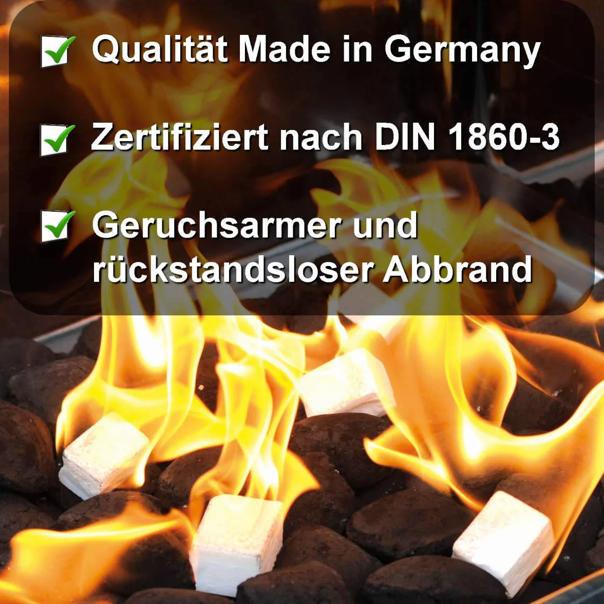 Briquet pour barbecue allume-feu blanc 24 pièces paraffine Fabriqué en Allemagne