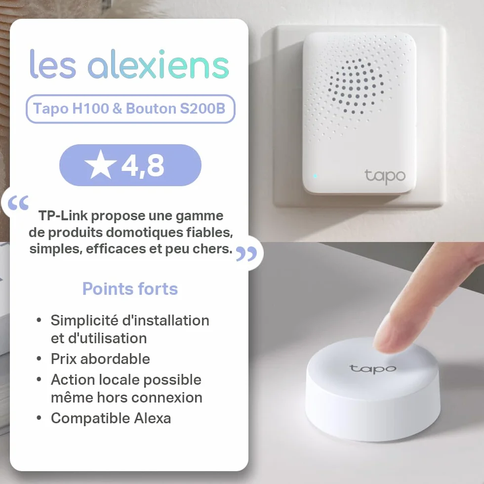 Tapo S200B Bouton Interrupteur Gradateur Intelligent Sans Fil, Compatible Alexa Google Home