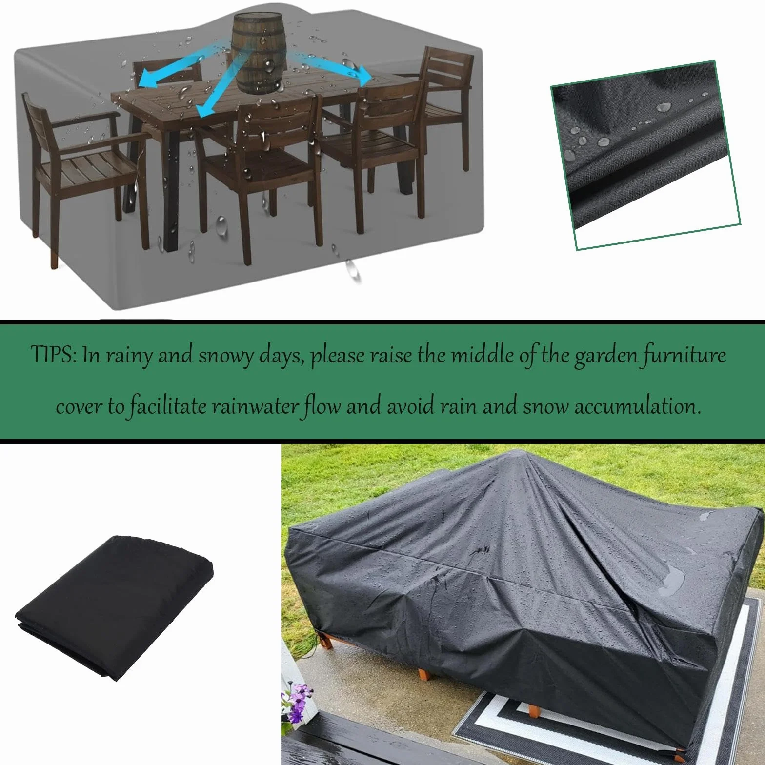 Housse Salon de Jardin 240x130cm Exterieur Impermeable Bâche de Protection Exterieur Table Coupe-Vent Anti-UV Résistant à la Déchirure Housse pour Mobilier De Jardin 240x130x90cm/LxlxH-Noir
