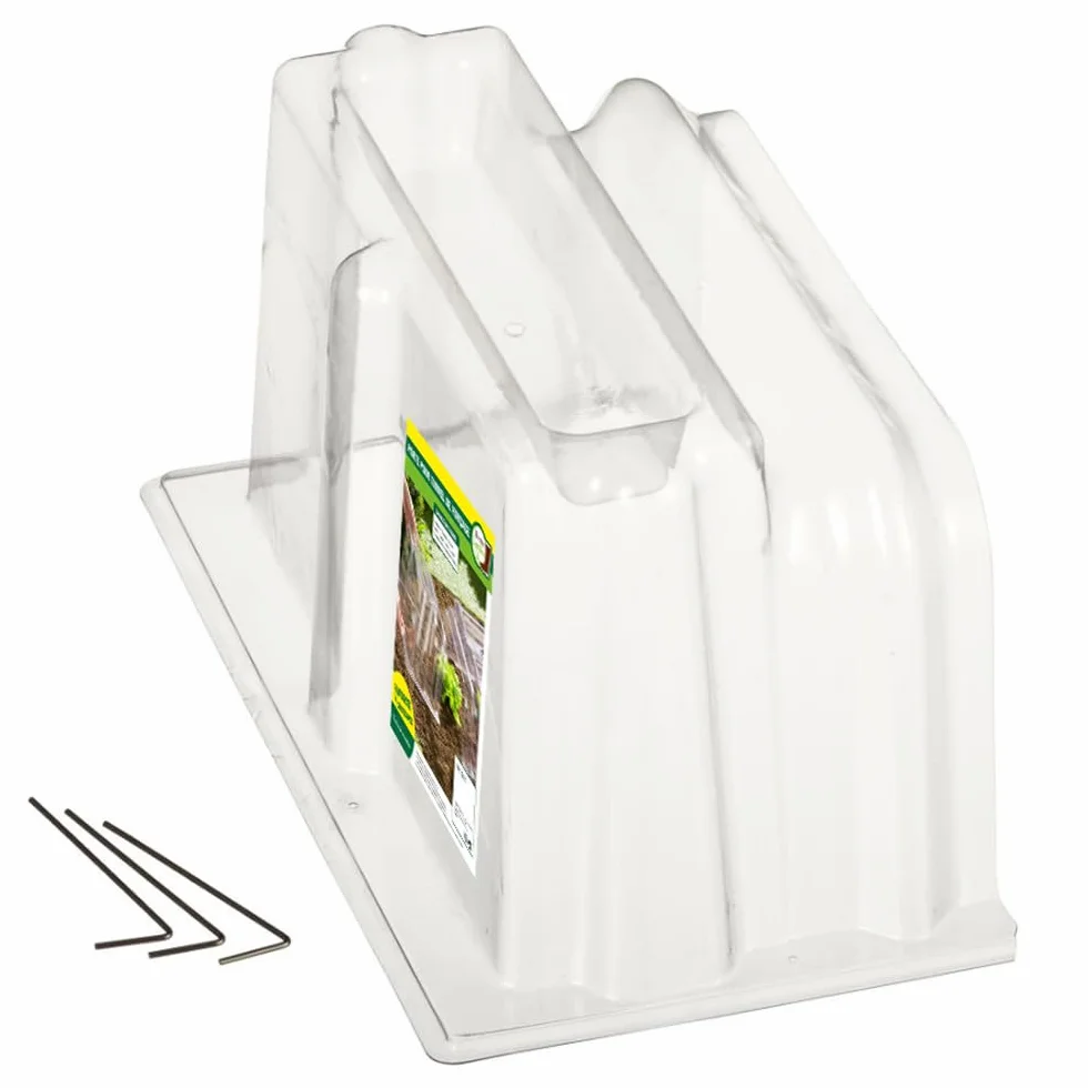 TERRE JARDIN - Porte pour Tunnel de Forçage, 22 x 38 x 21 cm - Fermeture Tunnel de Forçage Rigide, Transparent, 3 Sardines de Fixation Incluses - Protection Potager Nuisibles Mini Serre Rigide
