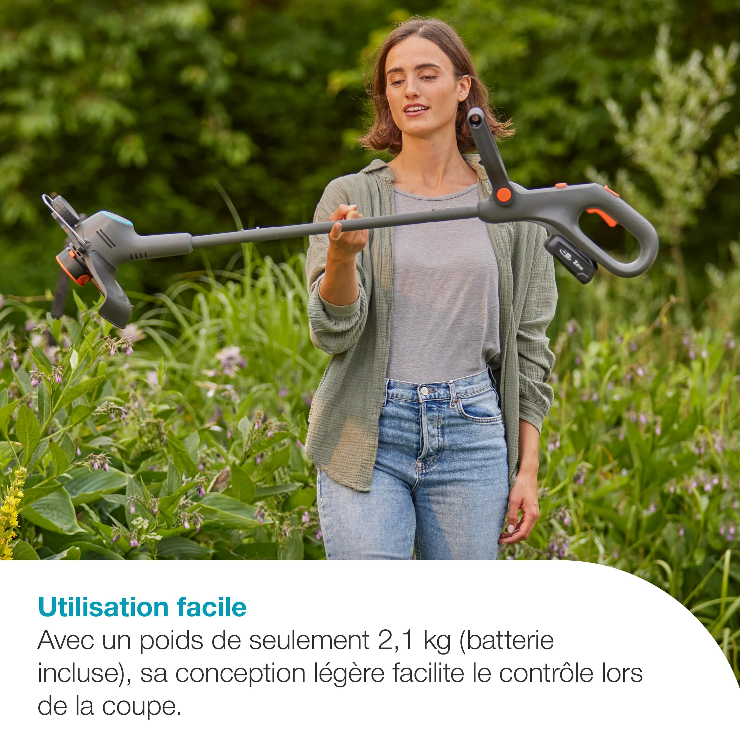 Gardena Coupe-Bordures sur Batterie EasyTrim 25/18V P4A - Kit prêt à l’Emploi: Léger, Mode Coupe et Bordures, Télescopique, Ergonomique, sans Fil (14704-20)