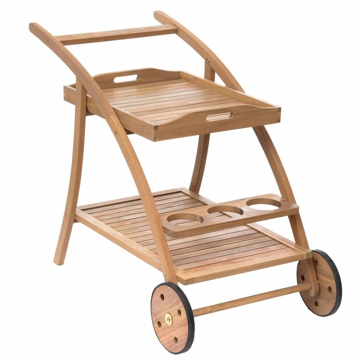 Hespéride Desserte Tiwi Bois Acacia Roues 78x56x105 cm Mobilier d'Extérieur