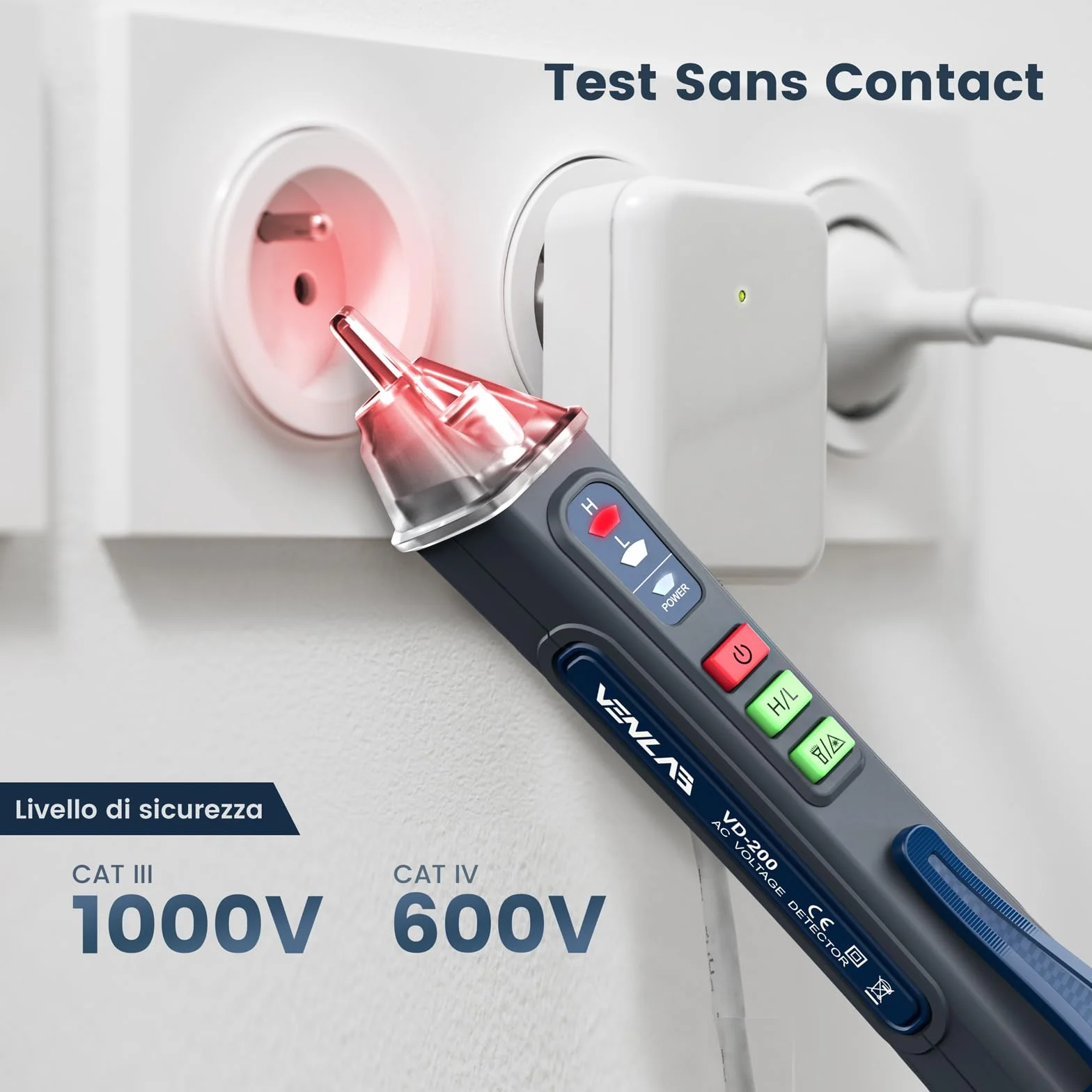 Détecteur de Tension sans Contact 12V~1000V, Testeur Électrique avec Buzzer Sonore et Lumineux, Venlab