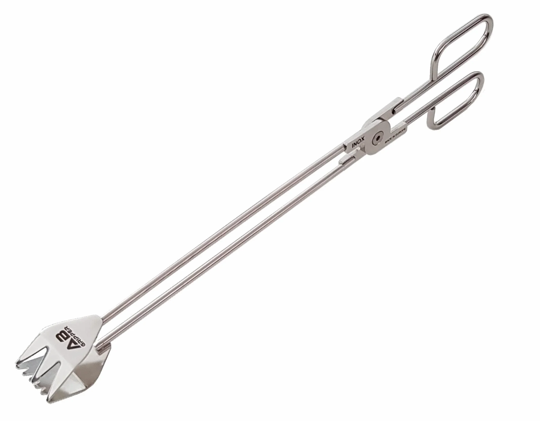 Pinces longues pour barbecue taille XL AB GRIPPER avec système de charnière innovant, très résistante et précise, fabriquées en acier inoxydable de qualité, longueur de 46 cm
