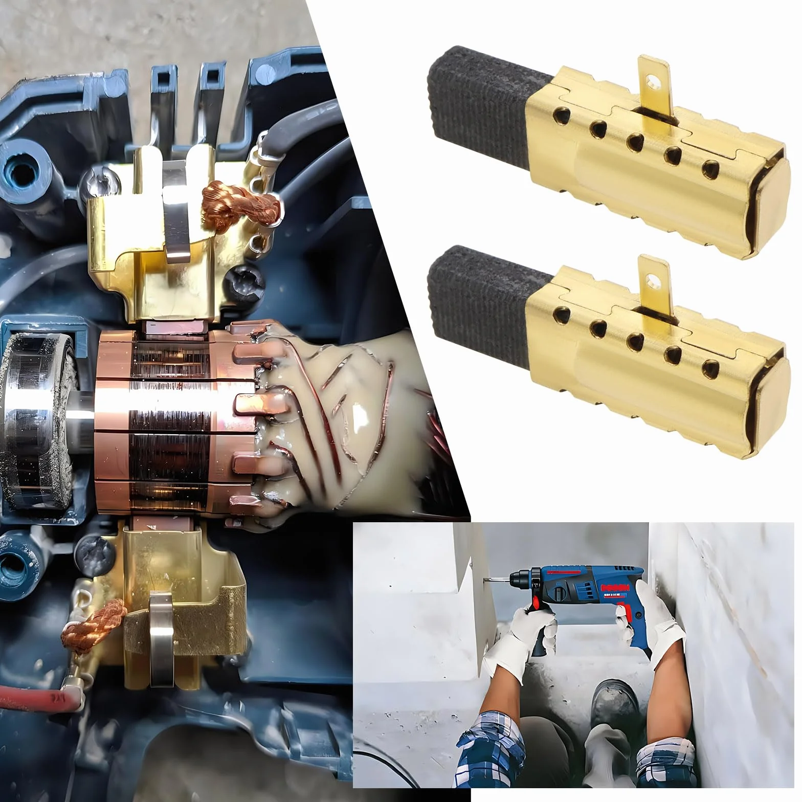 Balais de Charbon de Moteur Compatible avec Bosch GBH 2-18 RE, PBH 2000 RE, Perceuse à Percussion