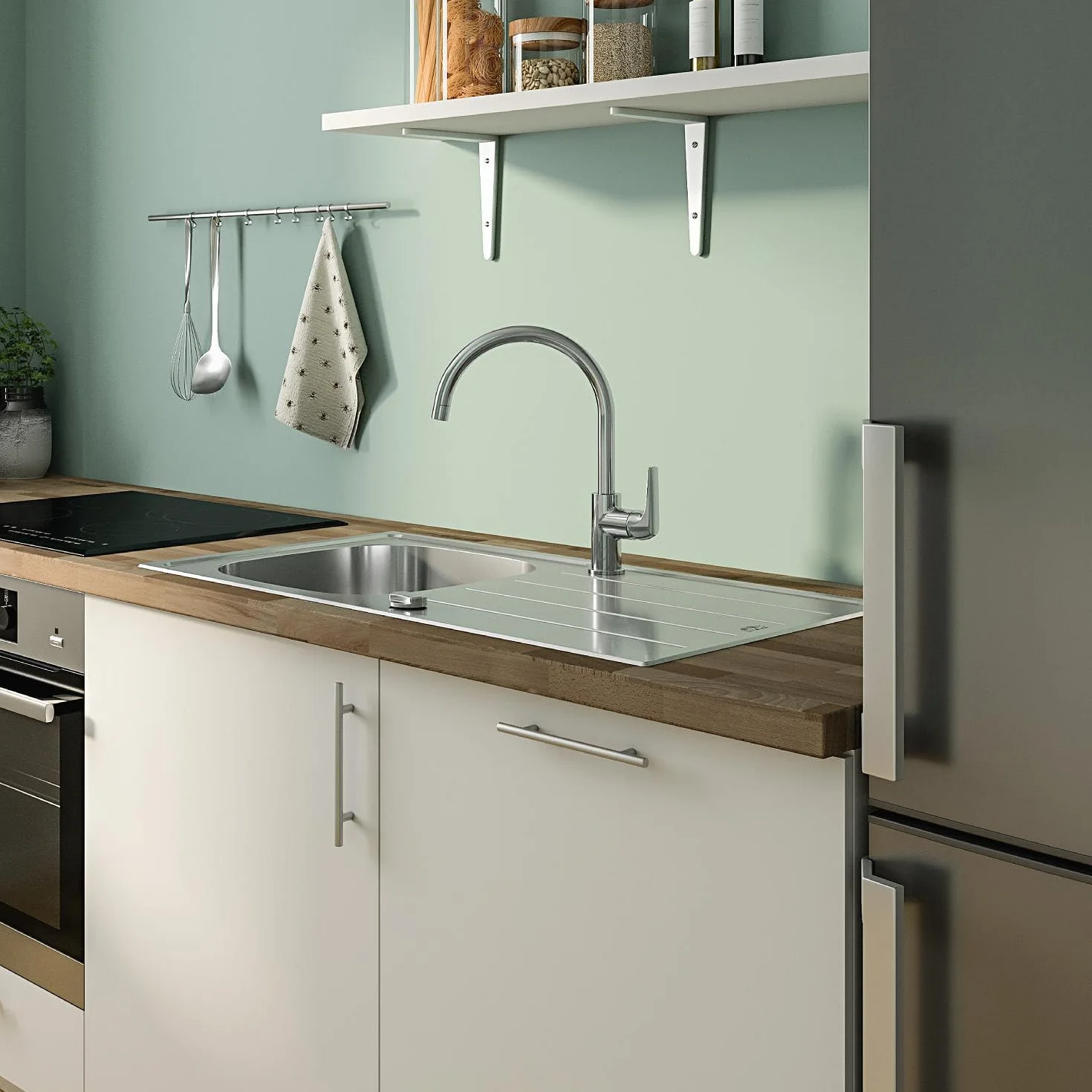 GROHE Start Flow Robinet de cuisine évier pivotant 360° Supersteel