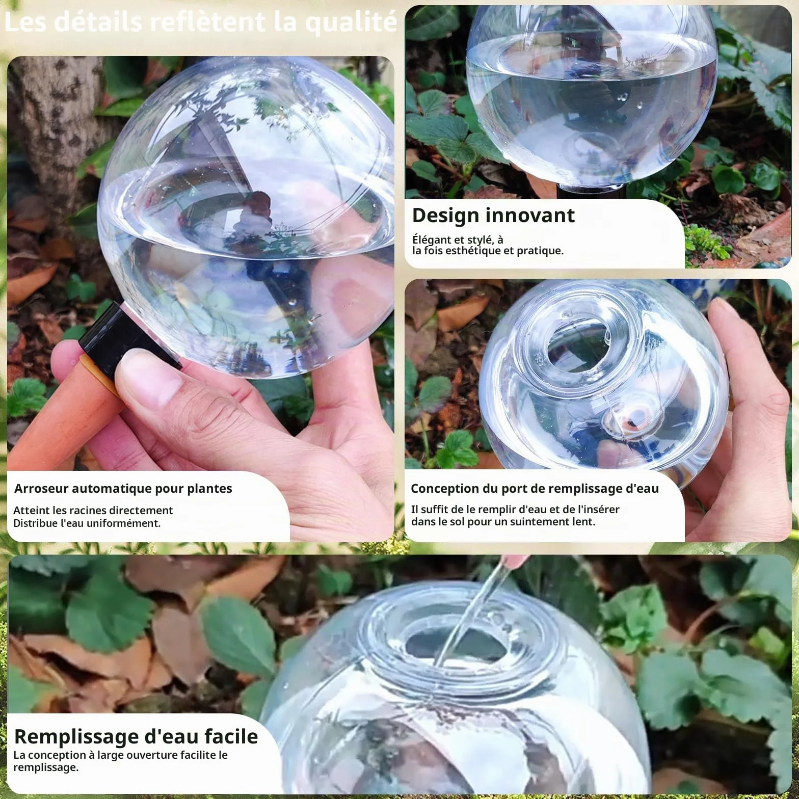 4 Pièces Boules d'arrosage, 500ml Boules d'arrosage automatiques pour plantes, Oignons d'arrosage transparents, Boules d'eau pour plantes pour l'arrosage des plantes de balcon et de jardin intérieur