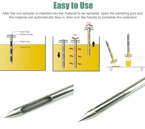 Sonde d'échantillonnage en acier inoxydable, sonde d'échantillonnage, outil d'échantillonnage de poudre et de grain,