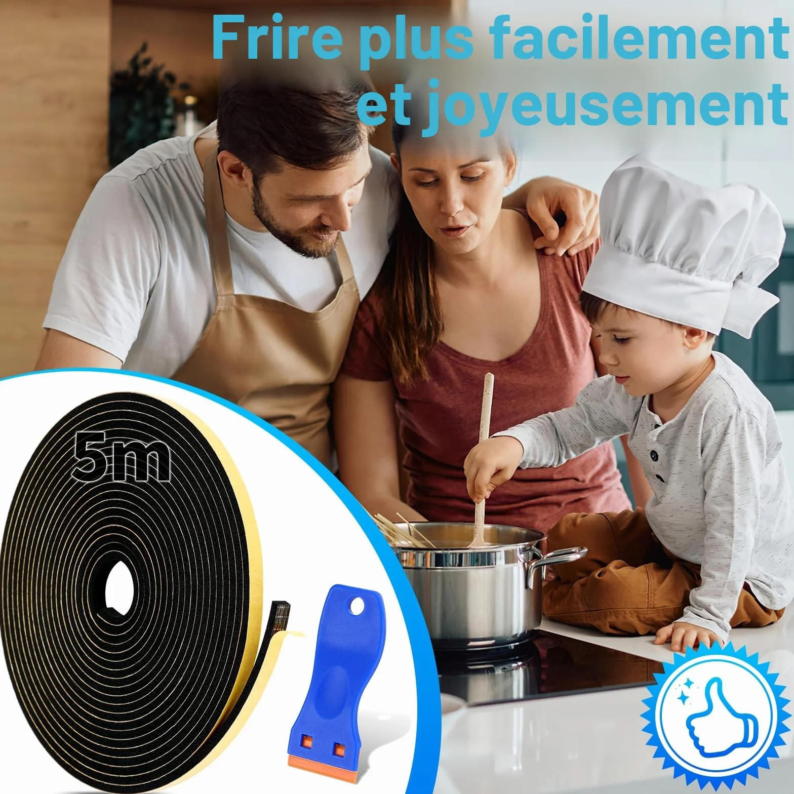 Bande d'étanchéité autocollante 5 m 7x2 mm caoutchouc mousse joint fenêtre cuisinières électriques