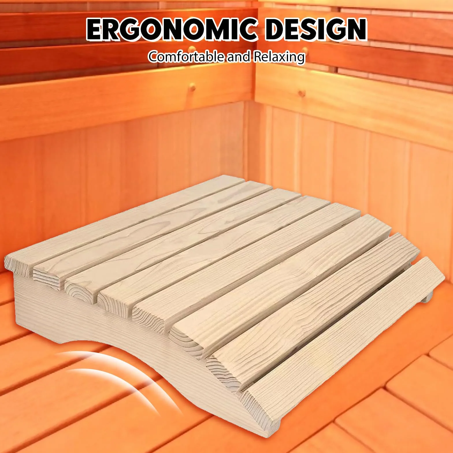 Appuie-tête ergonomique en bois durable pour sauna - Coussin de sauna - Accessoire sauna 35 x 32 x 8,5 cm