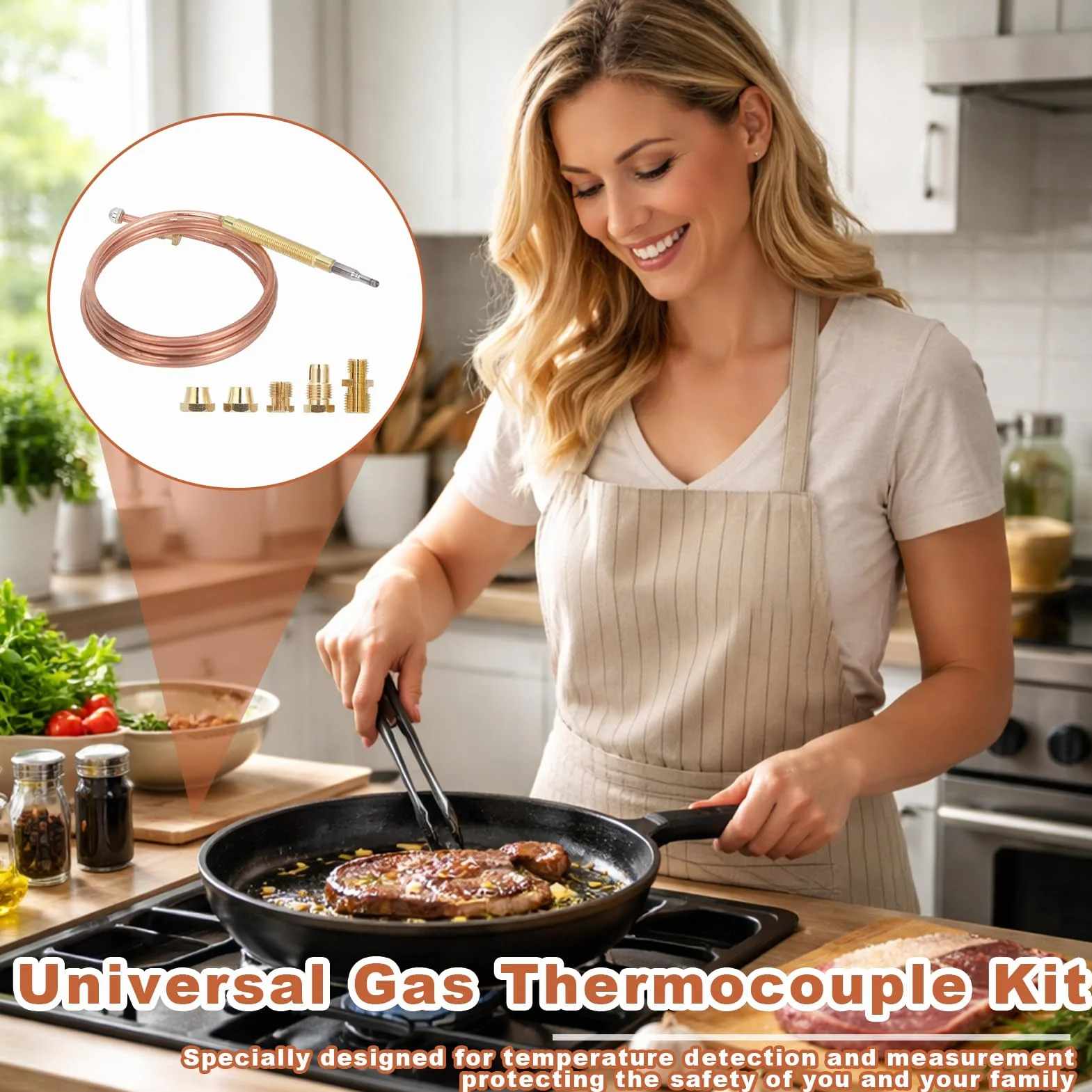 Thermocouple Universel Gaz, Thermocouple, Thermocouple Egt, Dispositif de Sécurité pour Chauffage Gazinière Brasero Four Chauffe-Eau