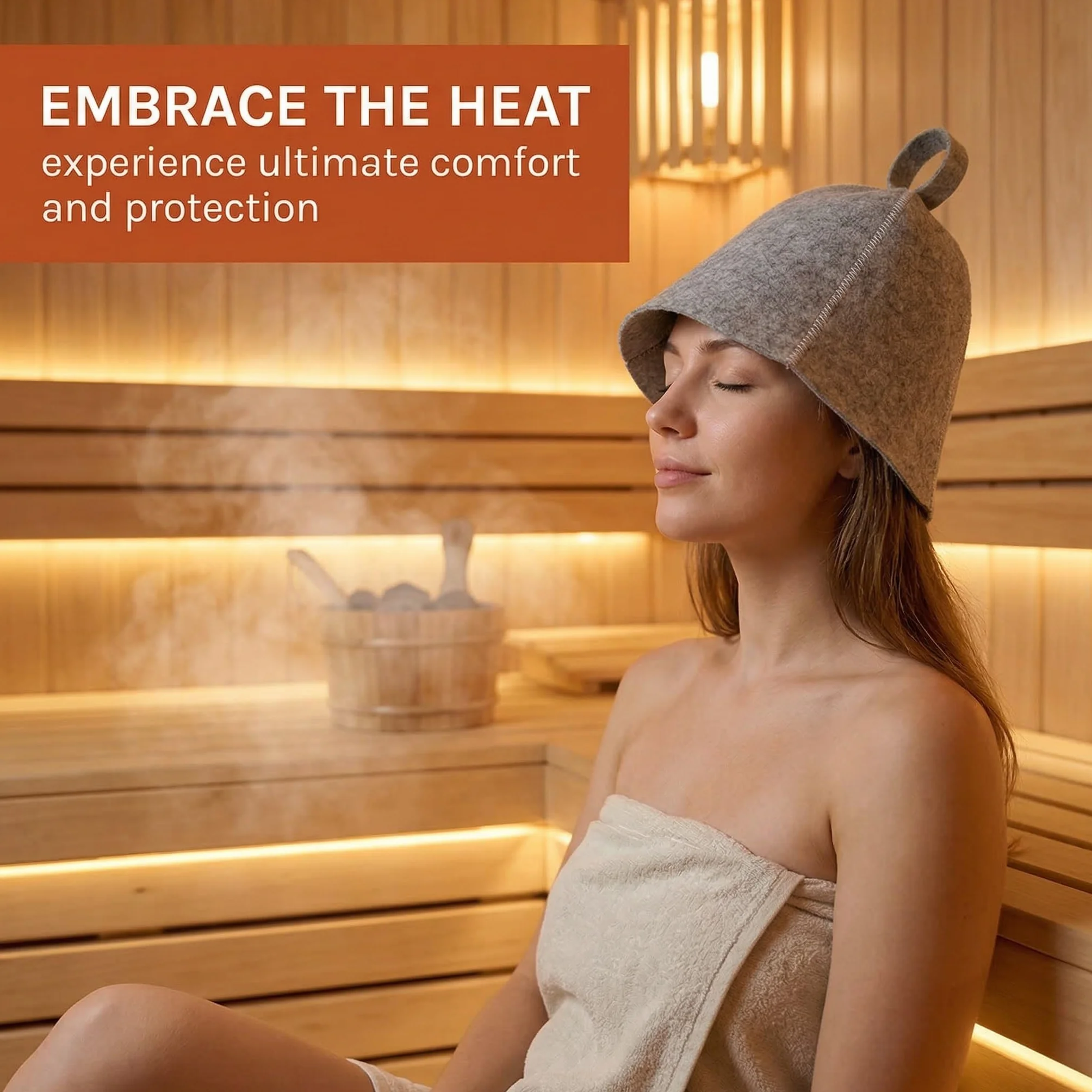Bonnets de sauna en feutre absorbant - Accessoire de sauna pour homme et femme - Protection de la tête (gris)