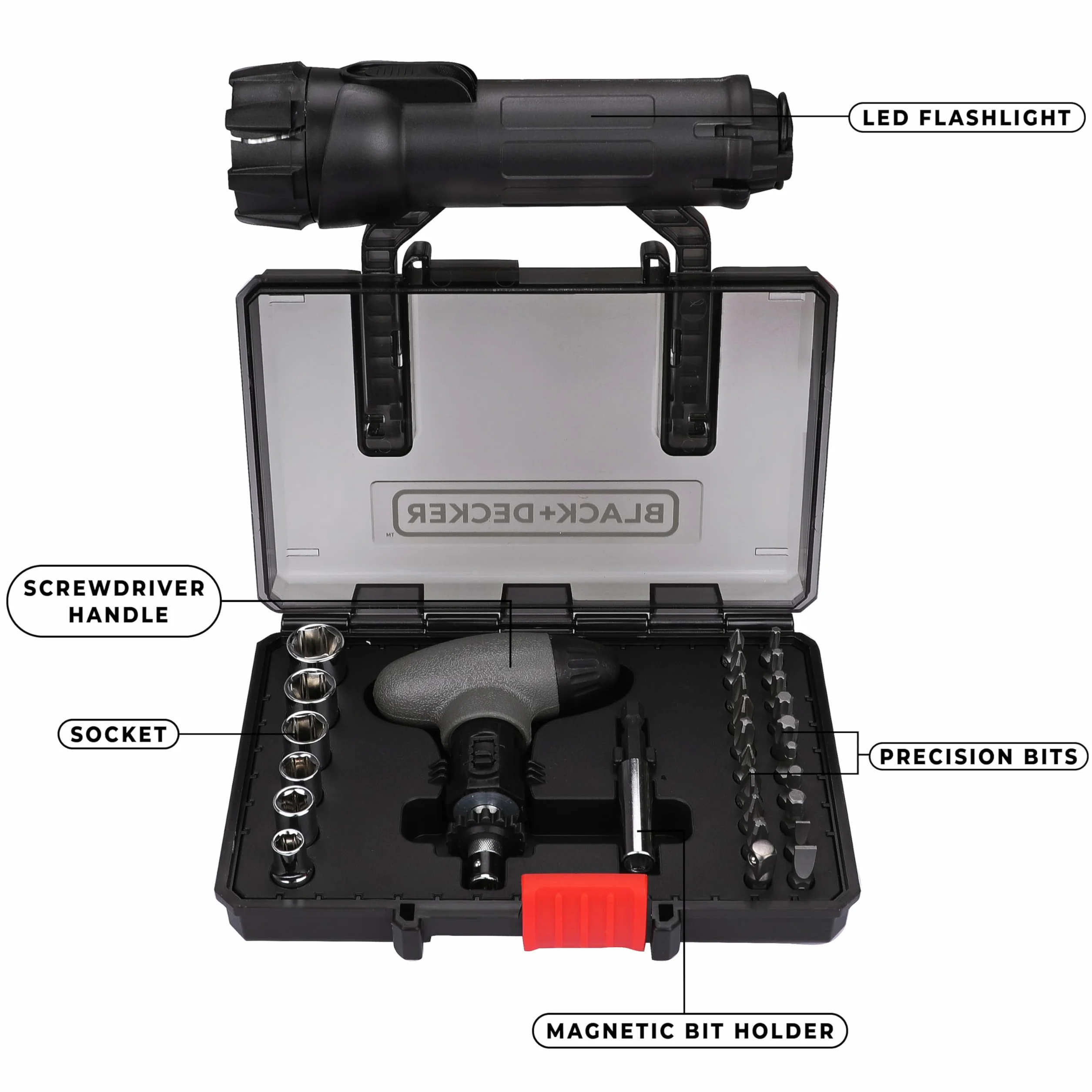 BLACK+DECKER A7224 Kit de SOS Torche Gilet Accessoires 35 pièces Gris