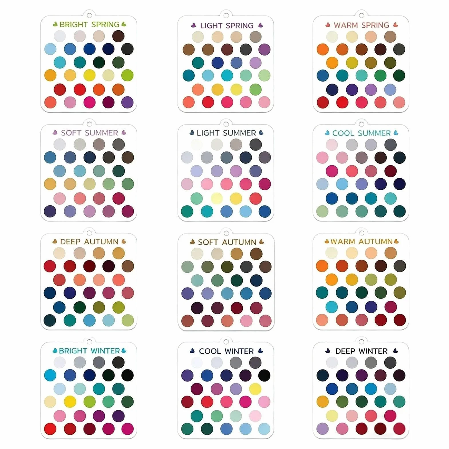 Palette D’échantillons En Acrylique Transparent - Cartes De Sélection De Couleurs Saisonnières - Guide De Style Personnel - Ensemble De 12 Pièces 6 Cm 120g