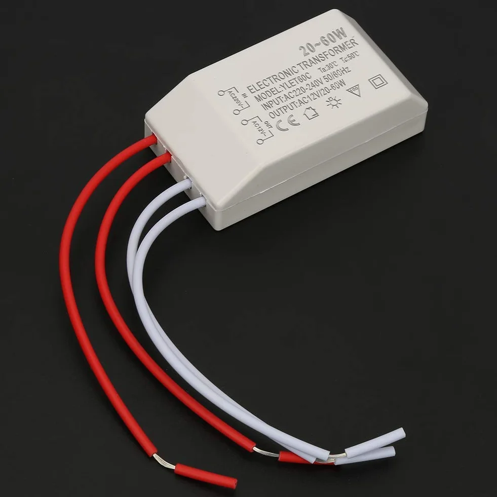 Convertisseur de Tension 220V AC 12V Transformateur électronique 20-60W Pilote Alimentation Intelligent G4