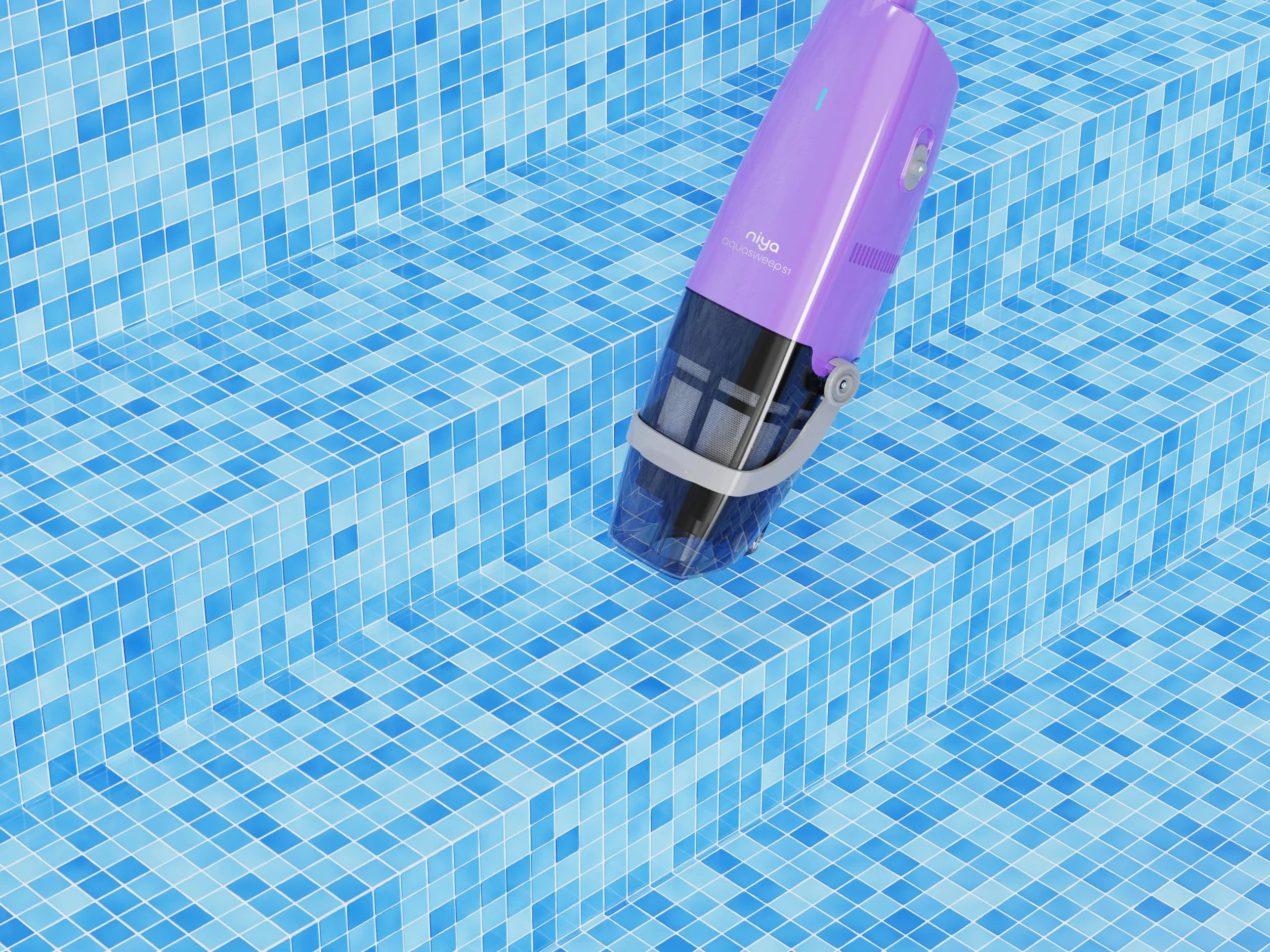 Niya AquaSweep S1 Aspirateur de Piscine sans Fil avec Manche télescopique, Aspiration puissante, Nettoyage des Coins Difficiles d’accès, Autonomie de 60 Min, pour Piscines Hors-Sol et enterrées, Spas